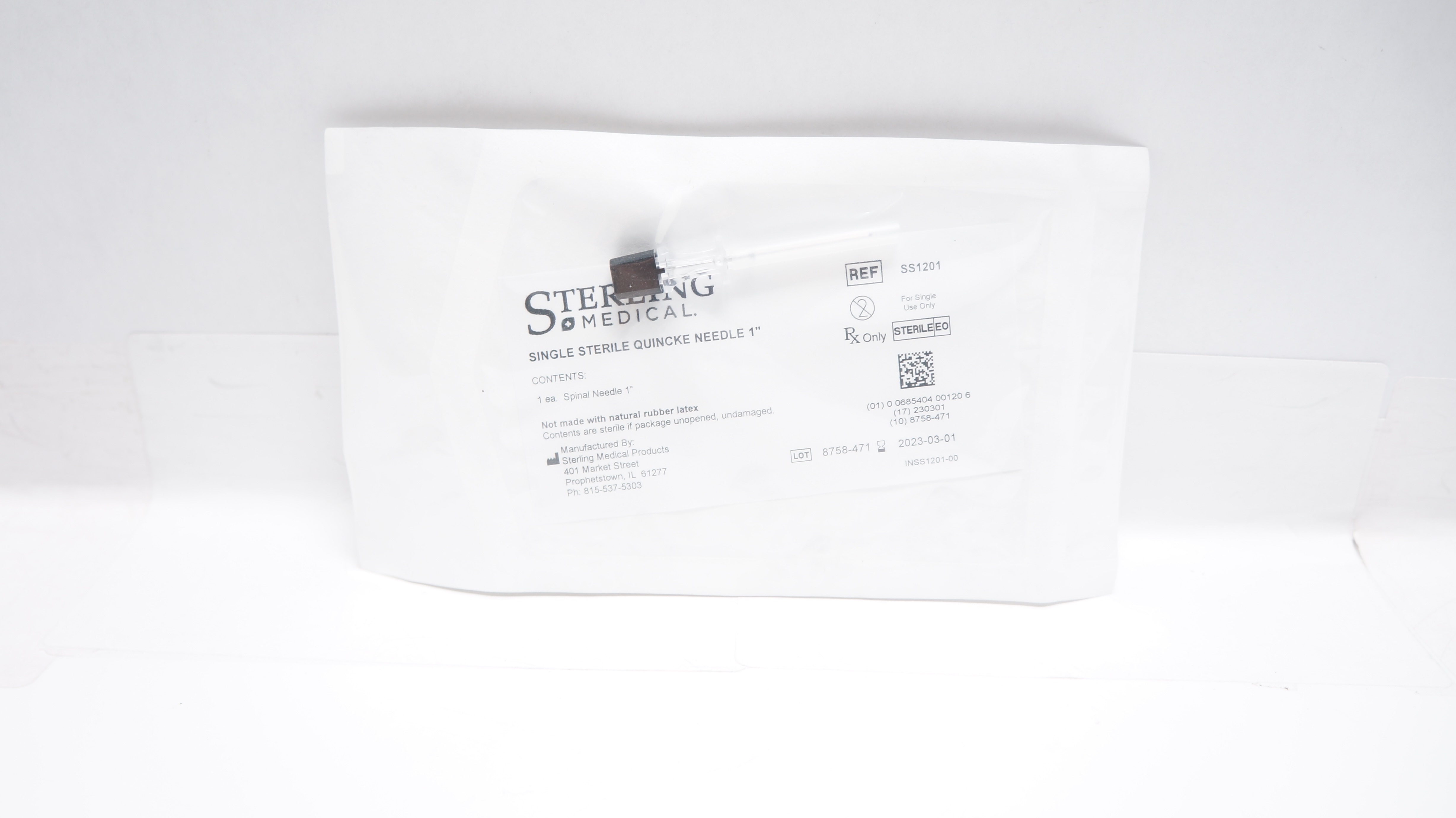 Sterling Medical SS1201 Single Sterile Quincke Spinal Ndle 1inch (x)