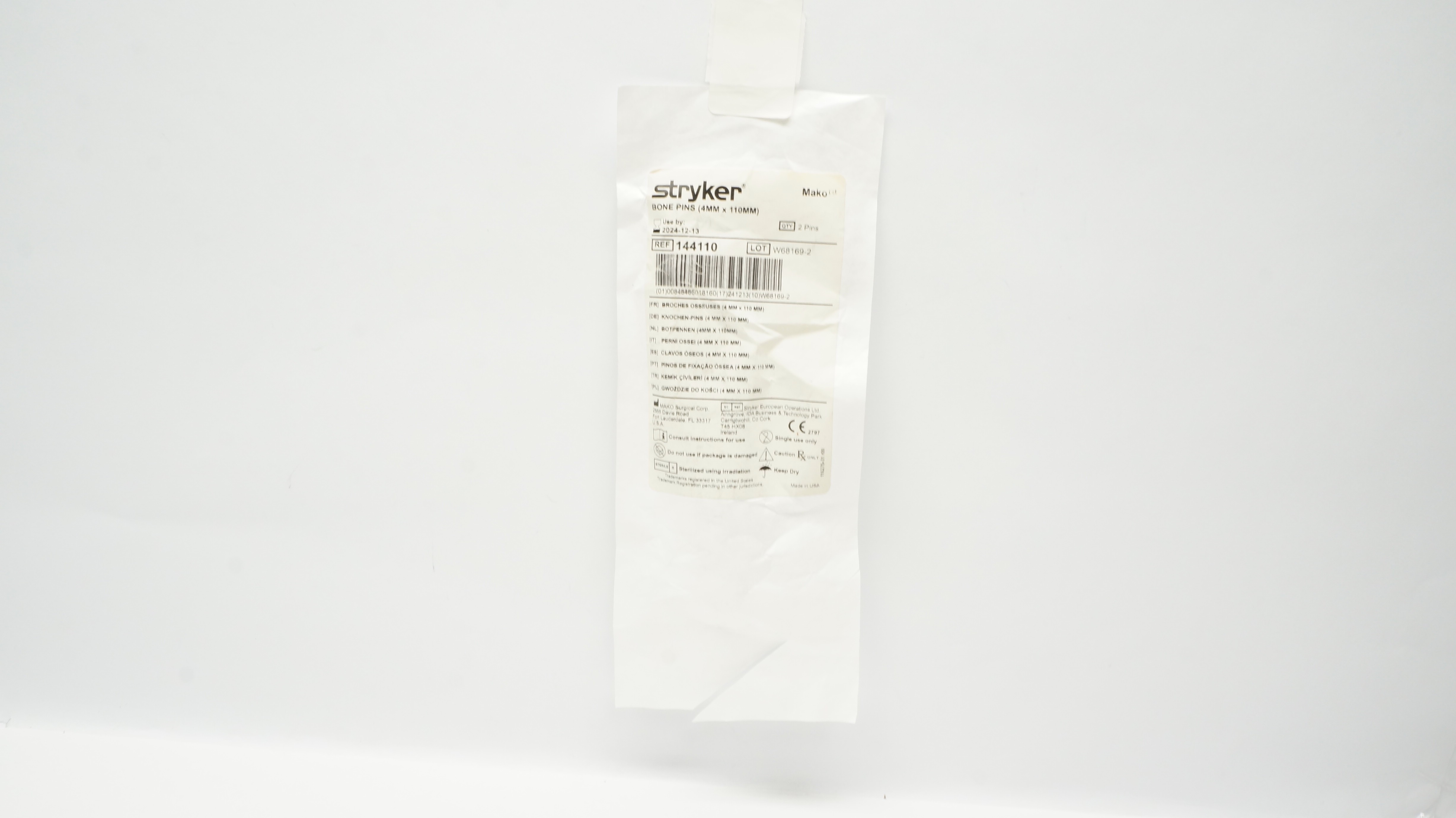 Stryker 144110 Mako Bone Pins 4mm x 110mm (x) - Pack of 2 Pins