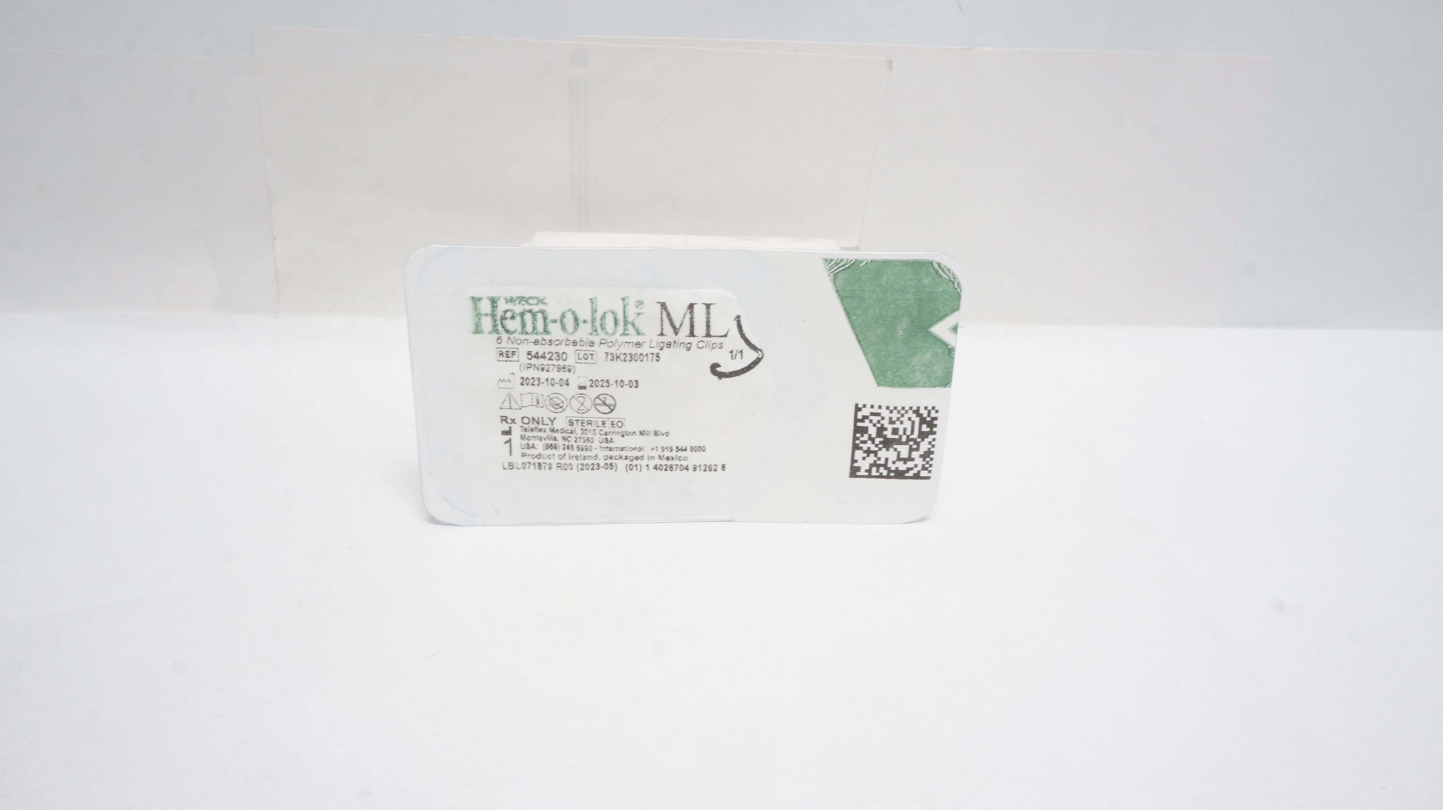 Teleflex 544230 Hem-o-lok ML Polymer Ligating Clips Green