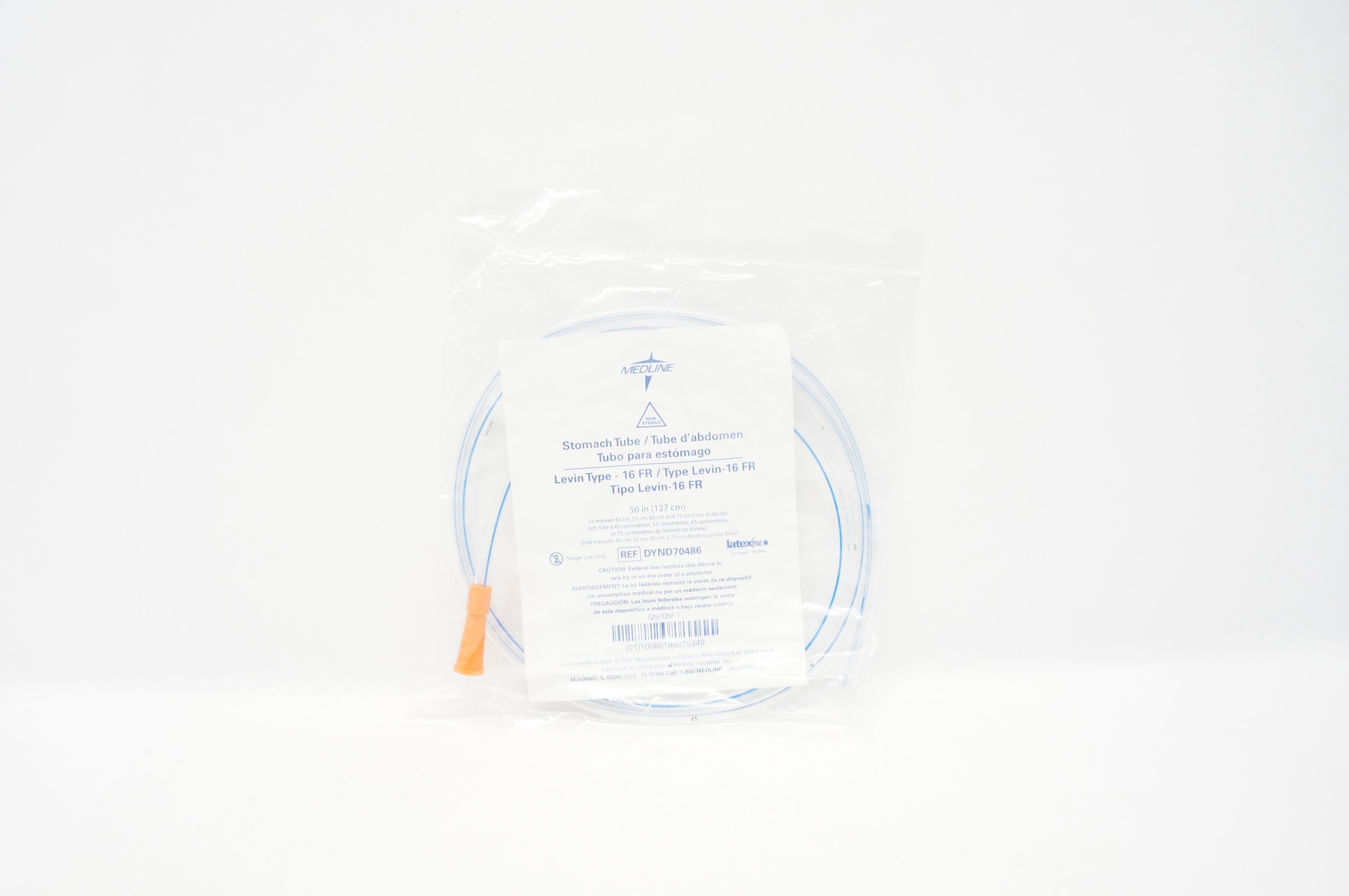 Medline DYND70486 Levin Type Stomach Tube 16Fr x 50 inch