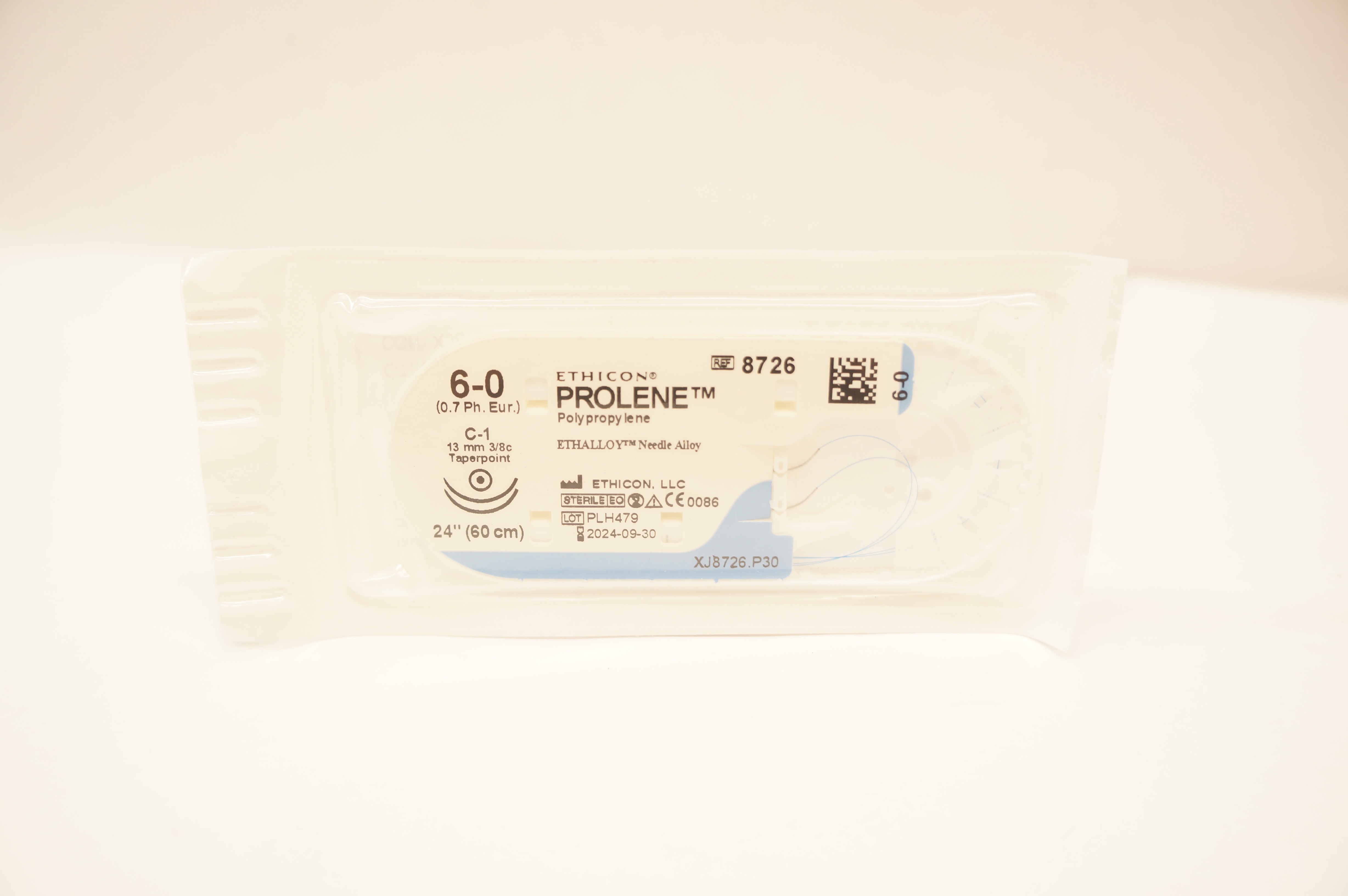 Ethicon 8726 6-0 Prolene Stre C-1 13mm 3/8c Taperpoint 24inch