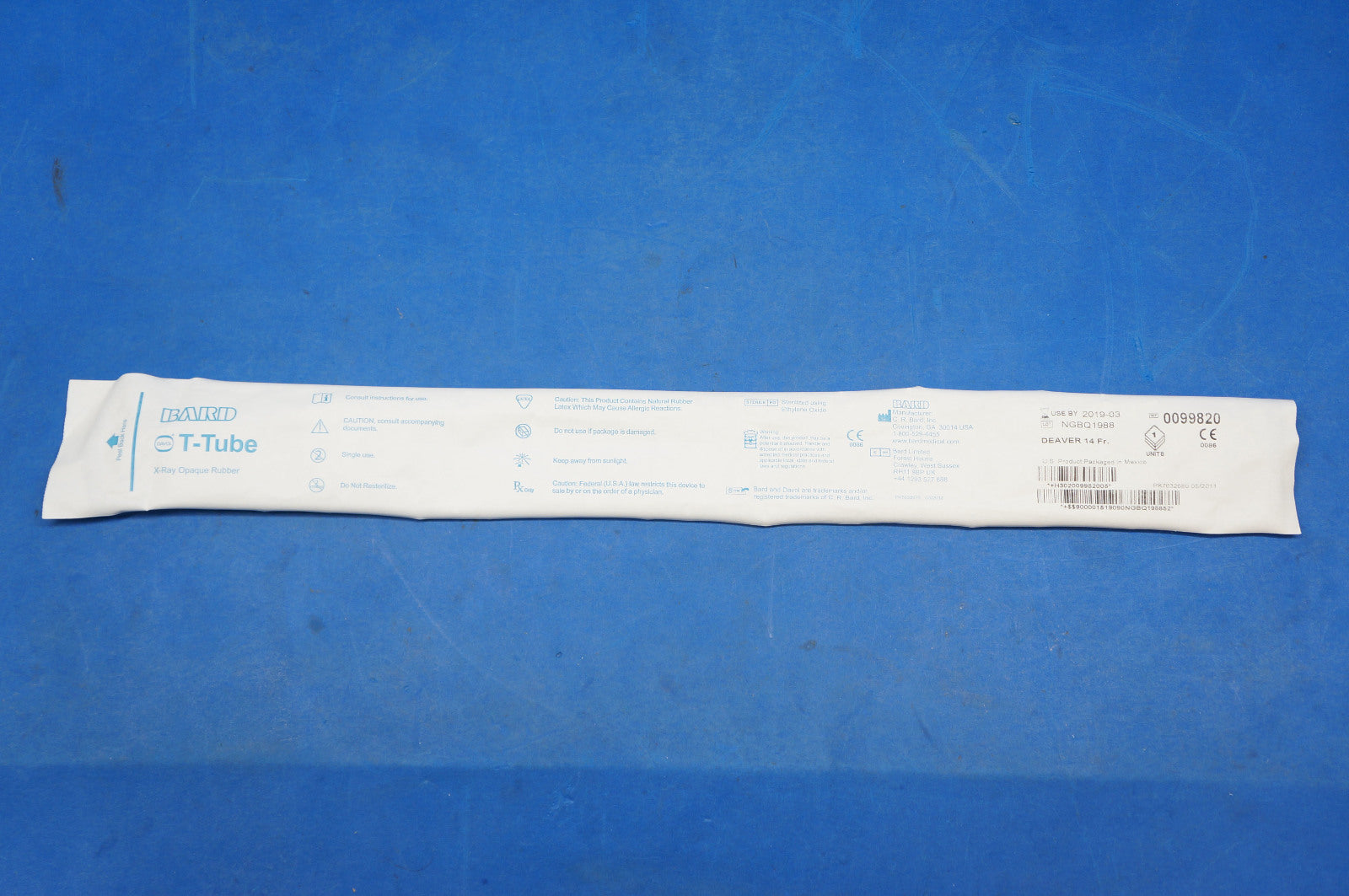 Bard 0099820 T-Tube X-Ray Opaque Rubber, Deaver 14Fr. (x)