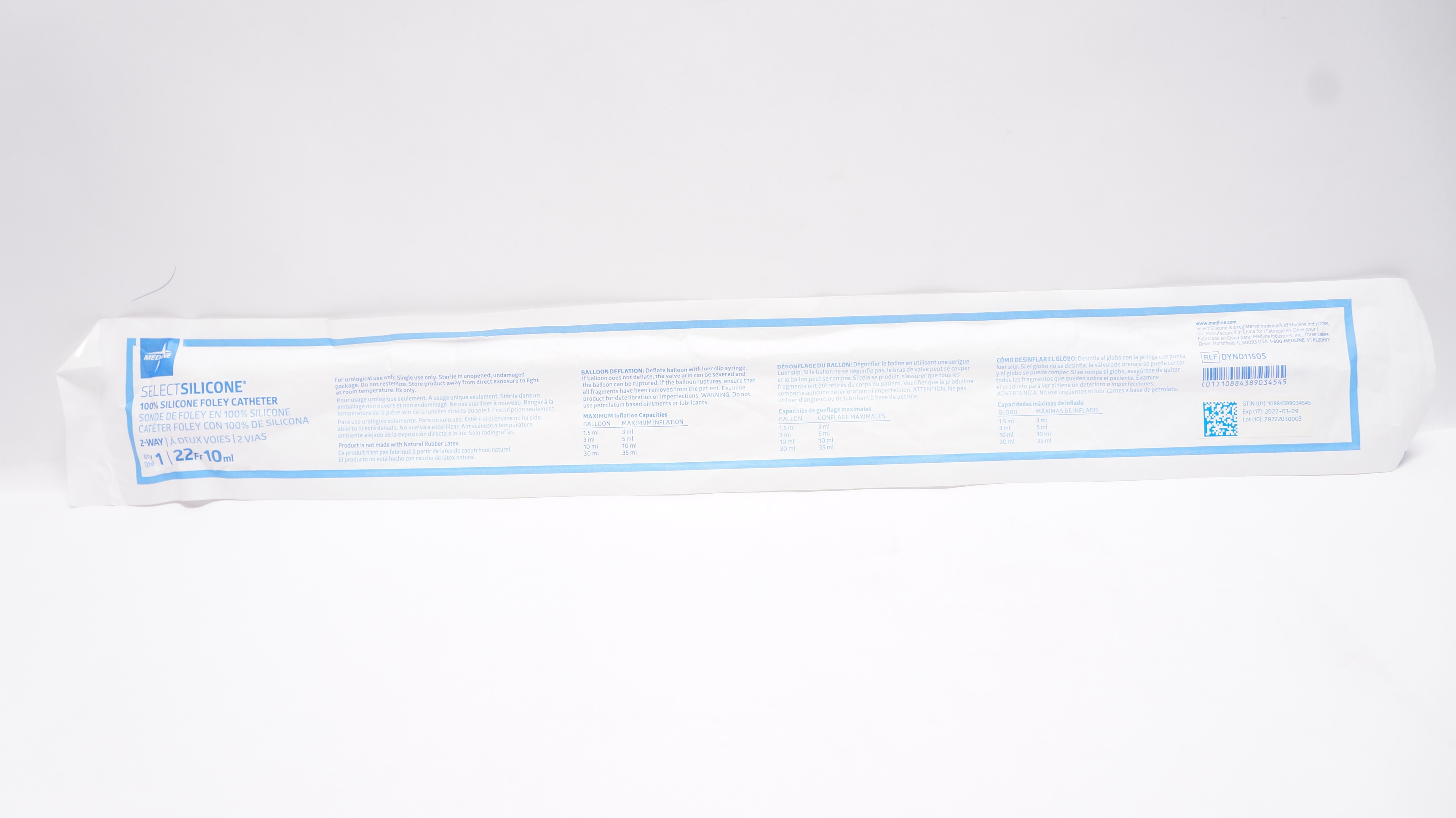 Medline DYND11505 SelectSilicone 100% Foley Cath. 2-Way 10Fr x 10ml