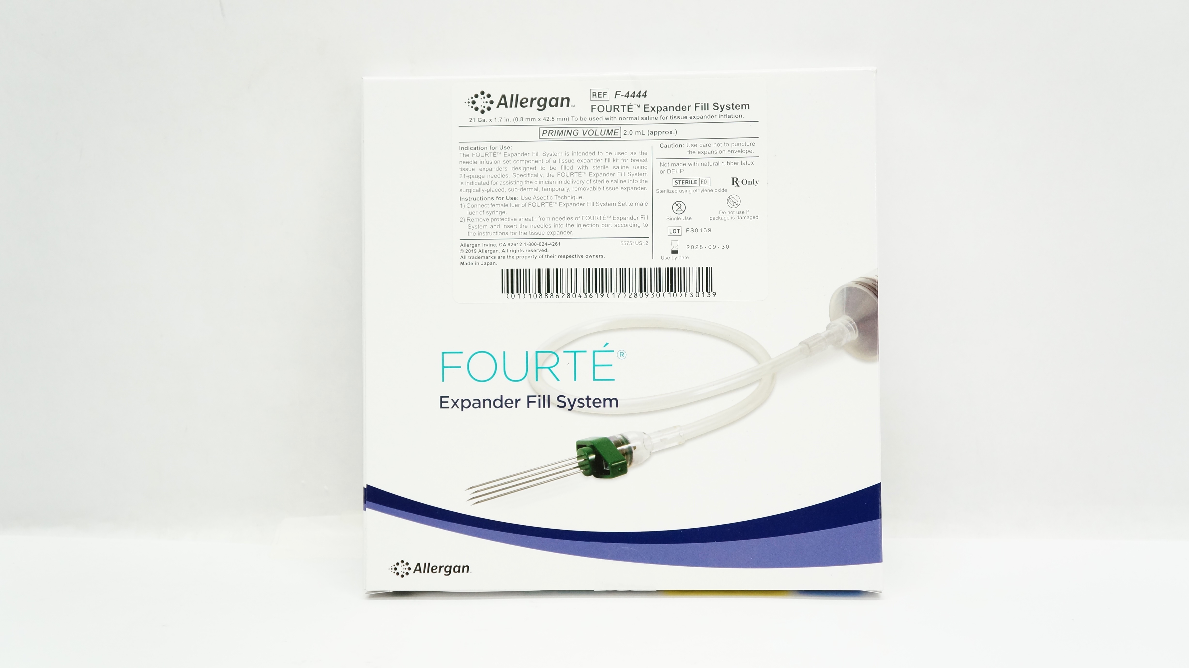 Allergan F-4444 Fourte Expander Fill System 21 Ga x 1.7inch Priming Vol. 2.0mL