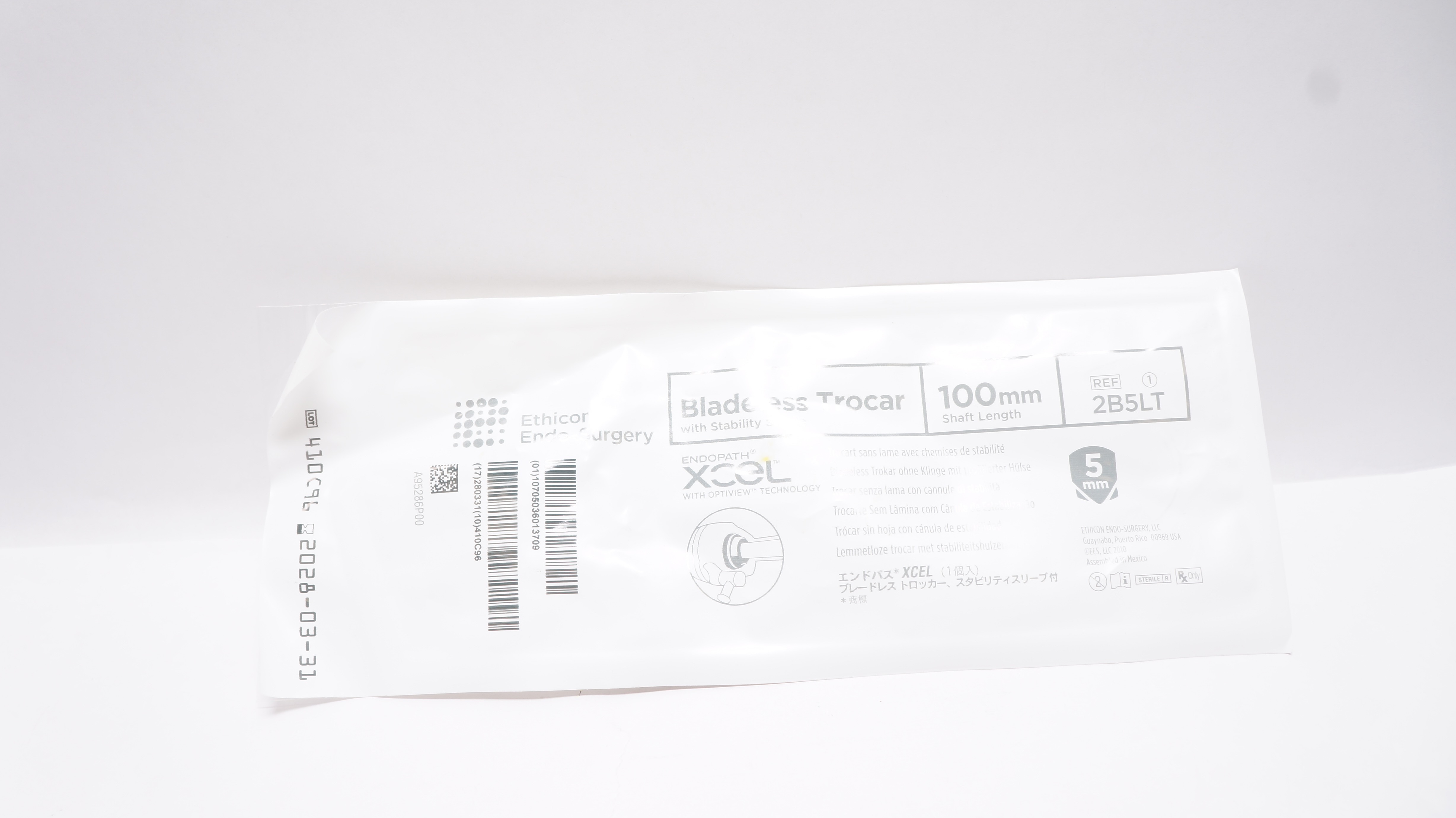 Ethicon 2B5LT Bladeless Trocar Bladeless Trocar w/Stability Sleeve 5 x 100mm