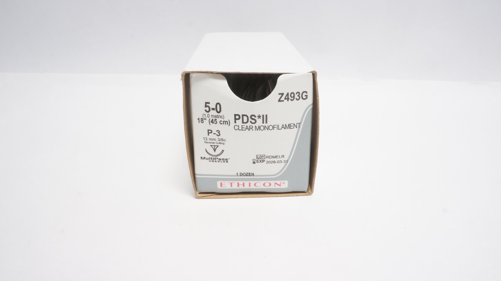 ETHICON Z493G PDS*II Clear Monofilament Sutures 5-0 18" - box of 12