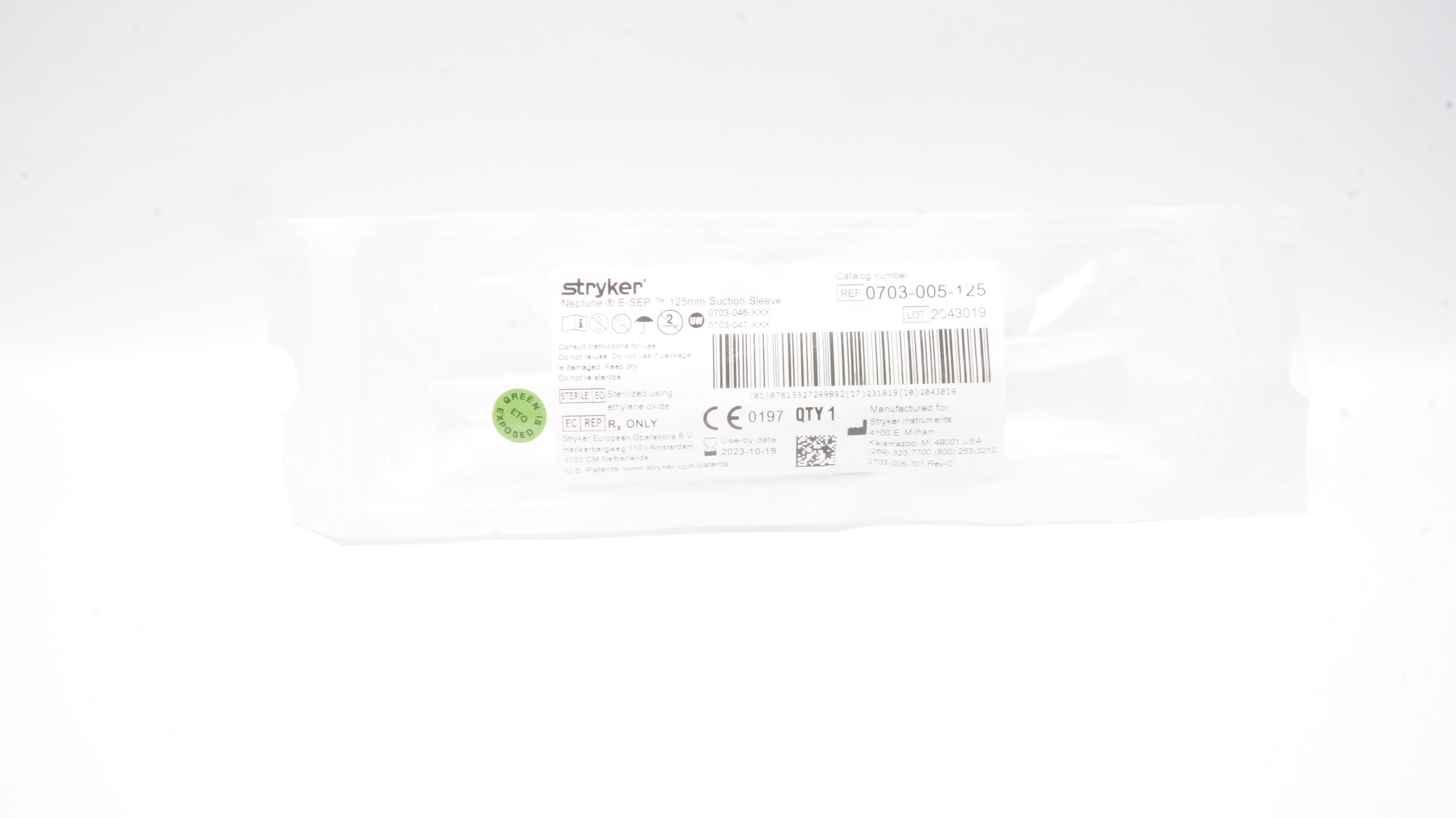 Stryker 0703-005-125 Neptune E-Sep Suction Sleeve 125mm