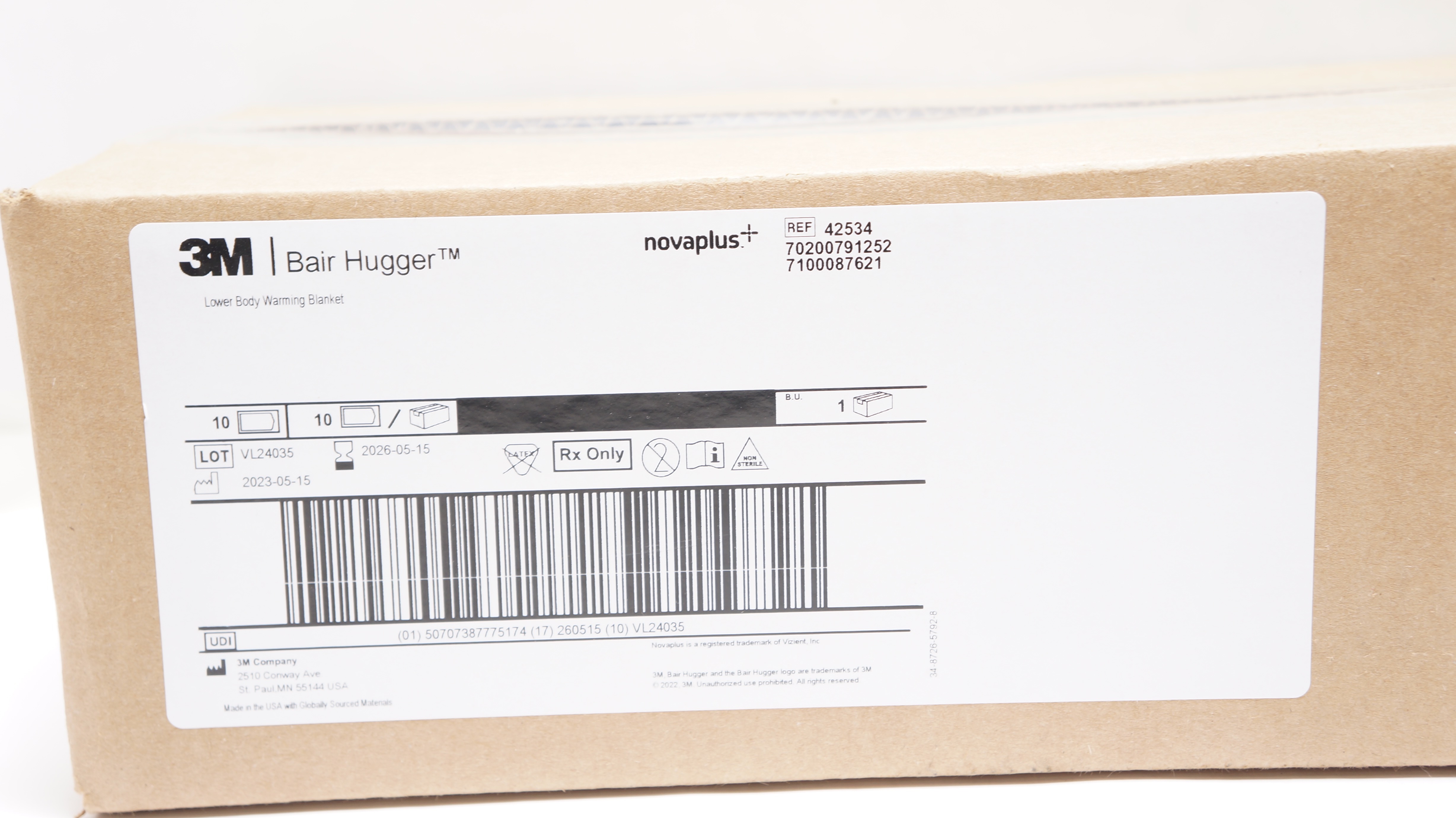 3M 42534 Novaplus Bair Hugger Lower Body Warming Blanket - Box of 10
