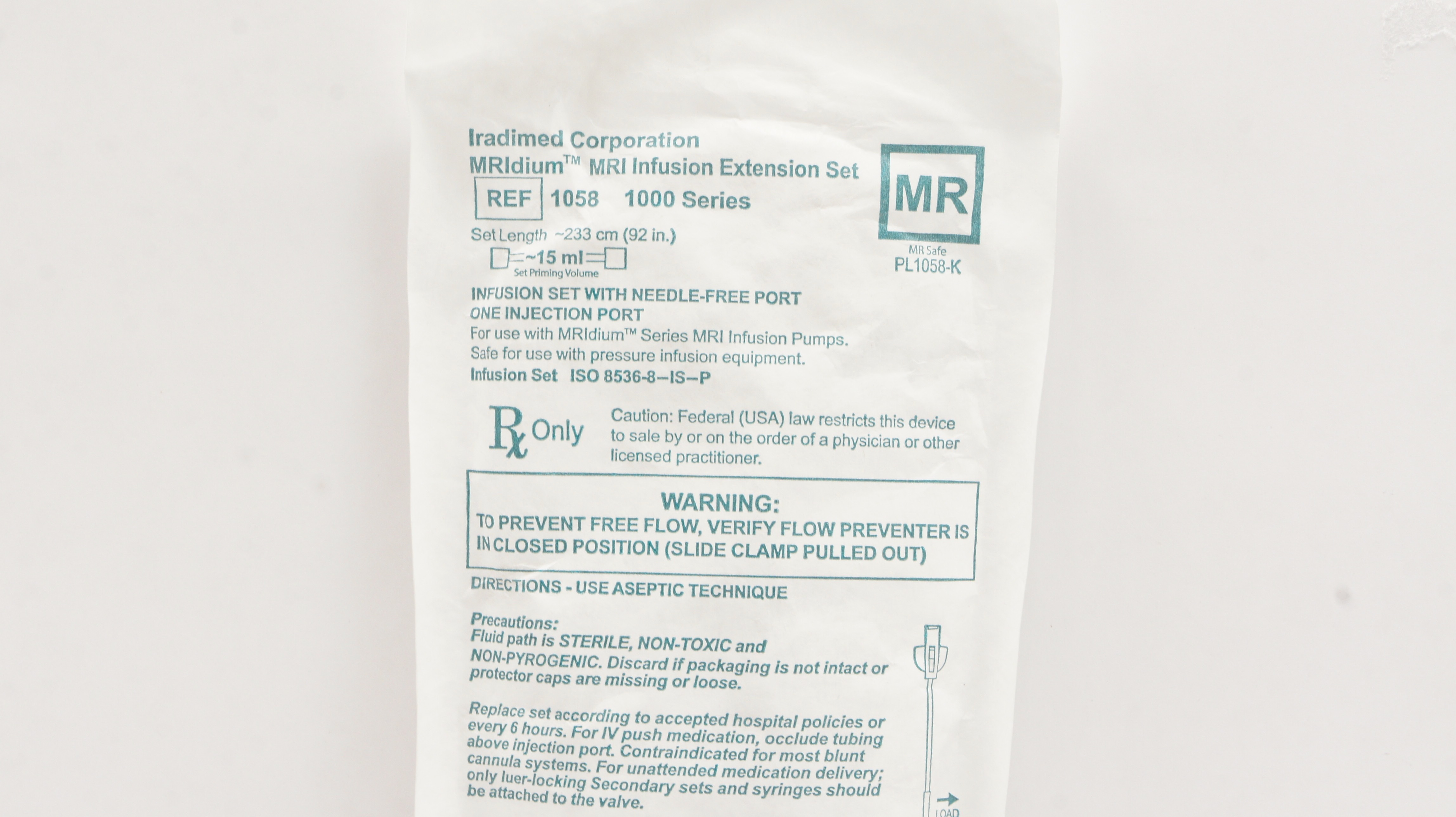 Iradimed 1058 MRIdium MRI Infusion Extension Set 1000 Series 92inch x 15mL