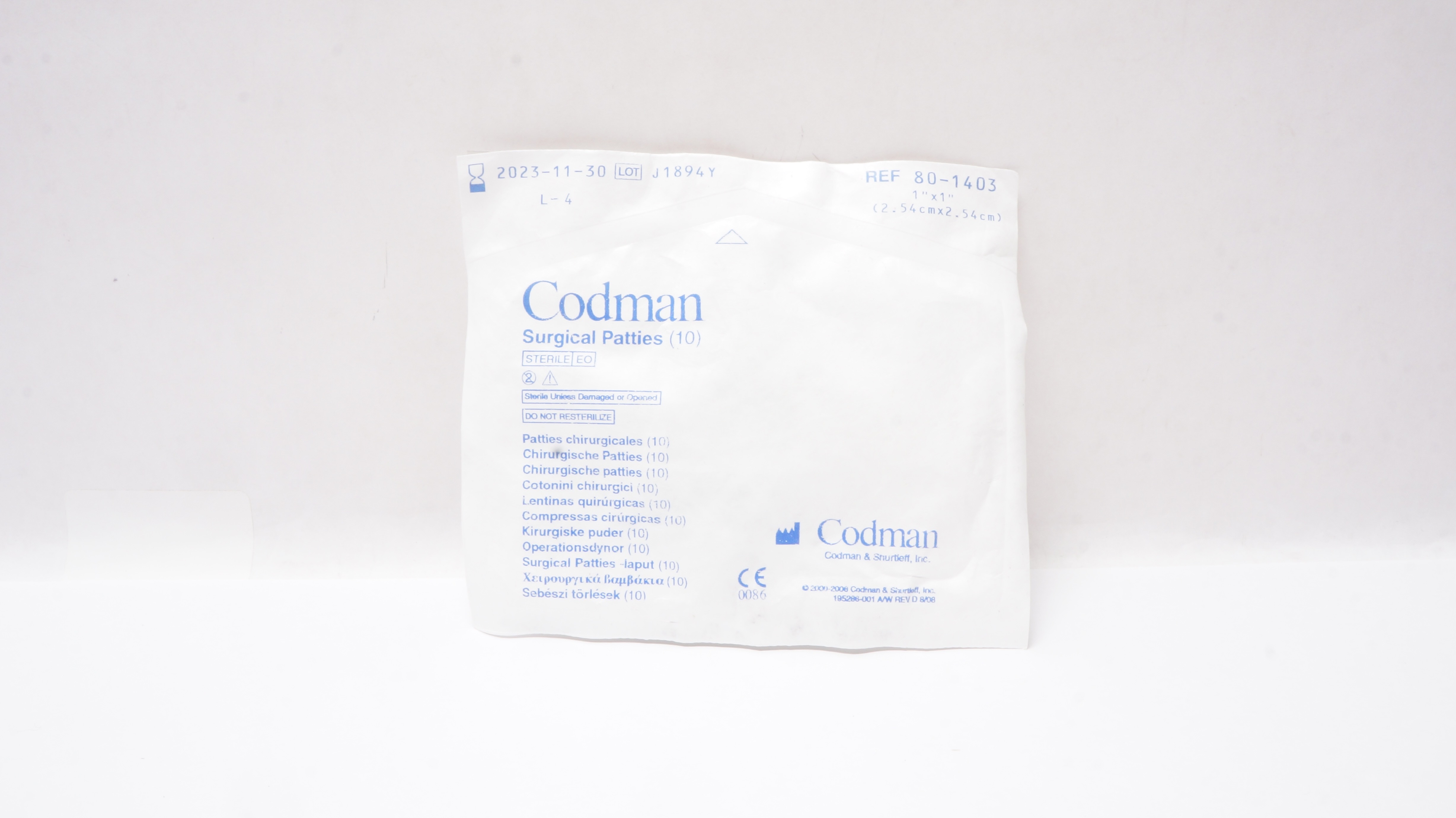 Codman 80-1403 Surgical Patties 1inch x 1inch - Pack of 10