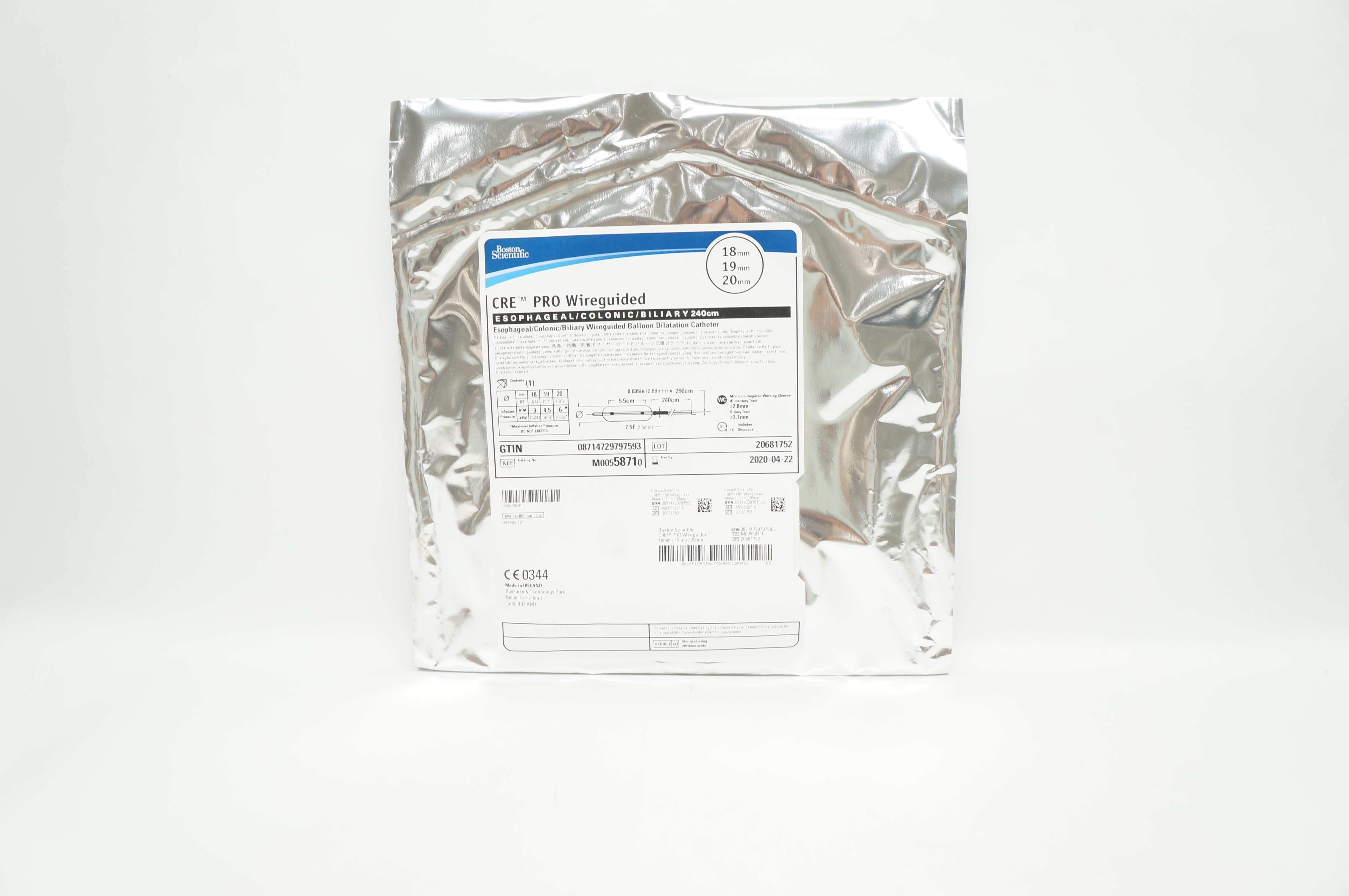 Boston Scientific M00558710 CRE PRO Wireguided Dilatation Cath. 18/19/20mm (x)