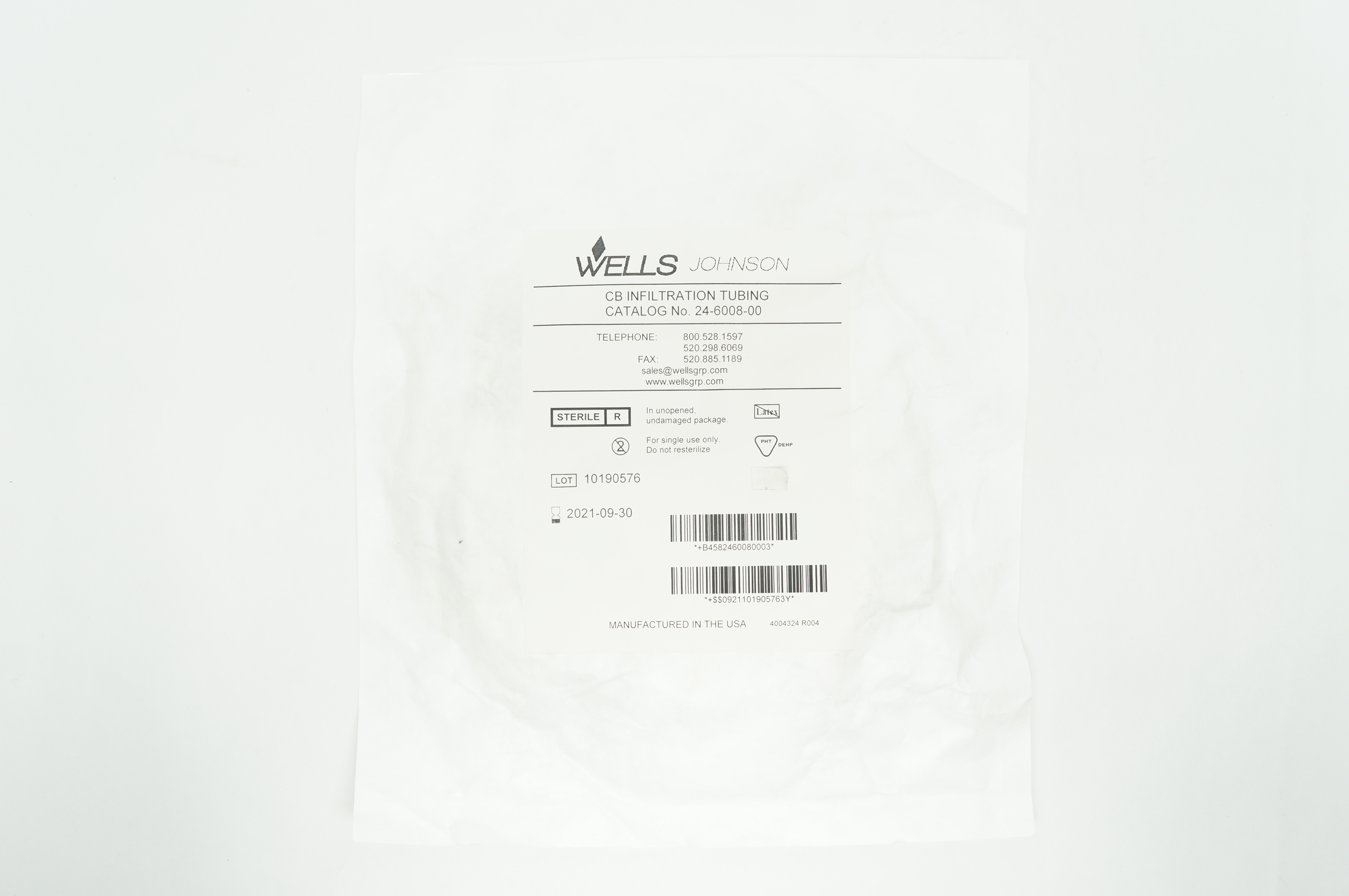 Wells Johnson 24-6008-00 CB Infiltration Tubing
