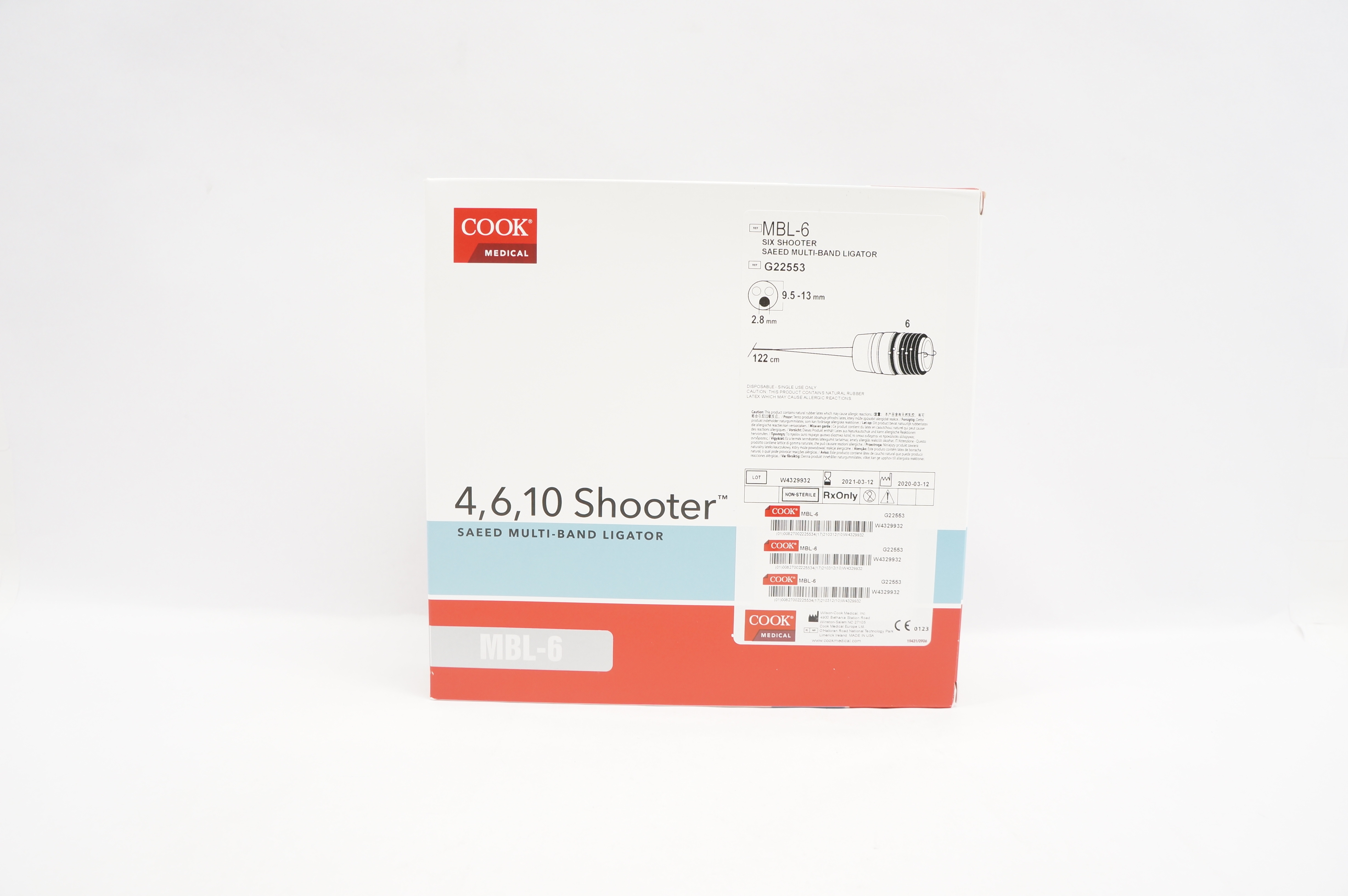 Cook Medical G22553 Six Shooter Saeed Multi-Band Ligator 9.5-13mm x 122cm (x)