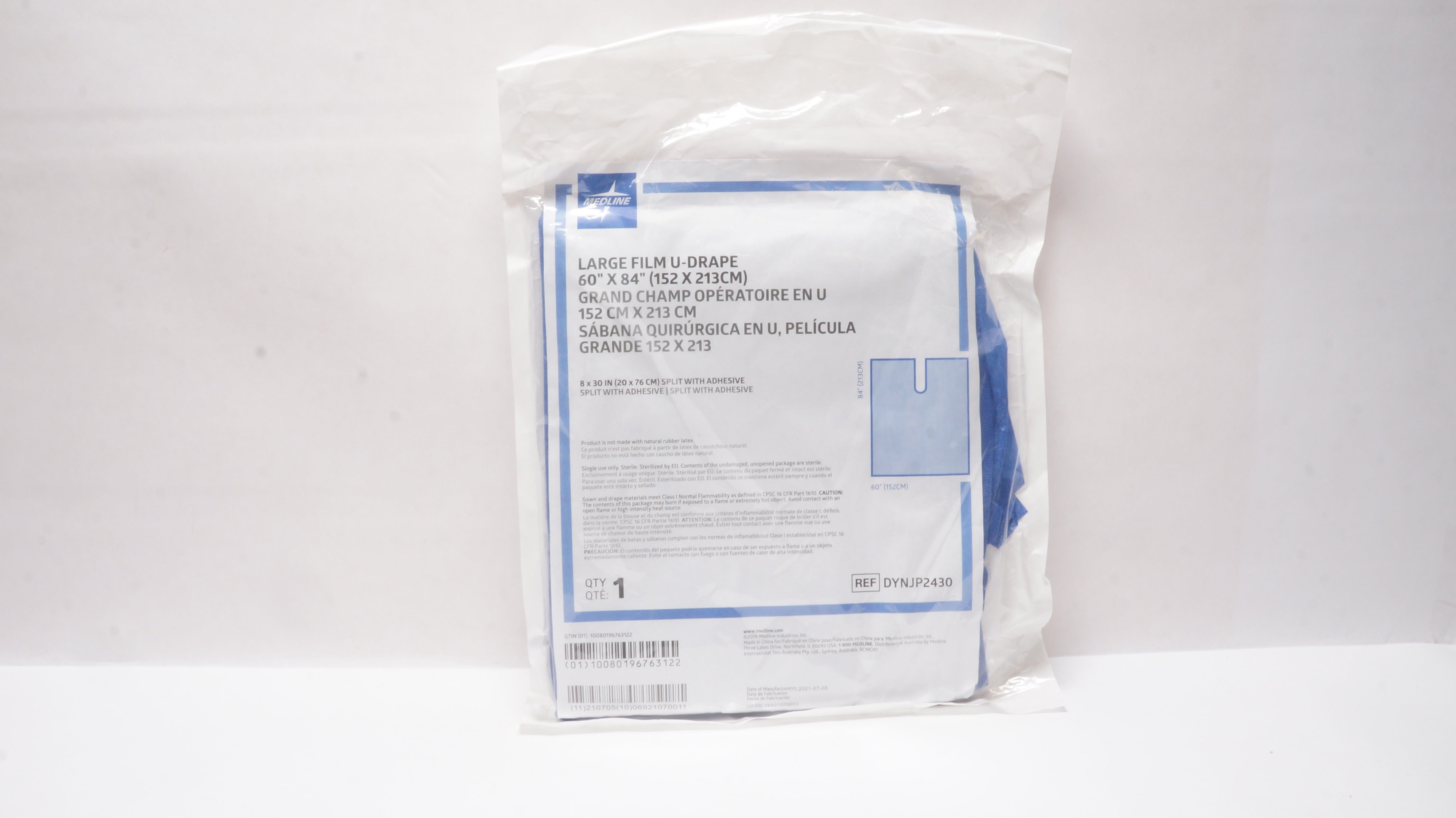 Medline DYNJP2430 Large Film U-Drape 60inch x 84inch