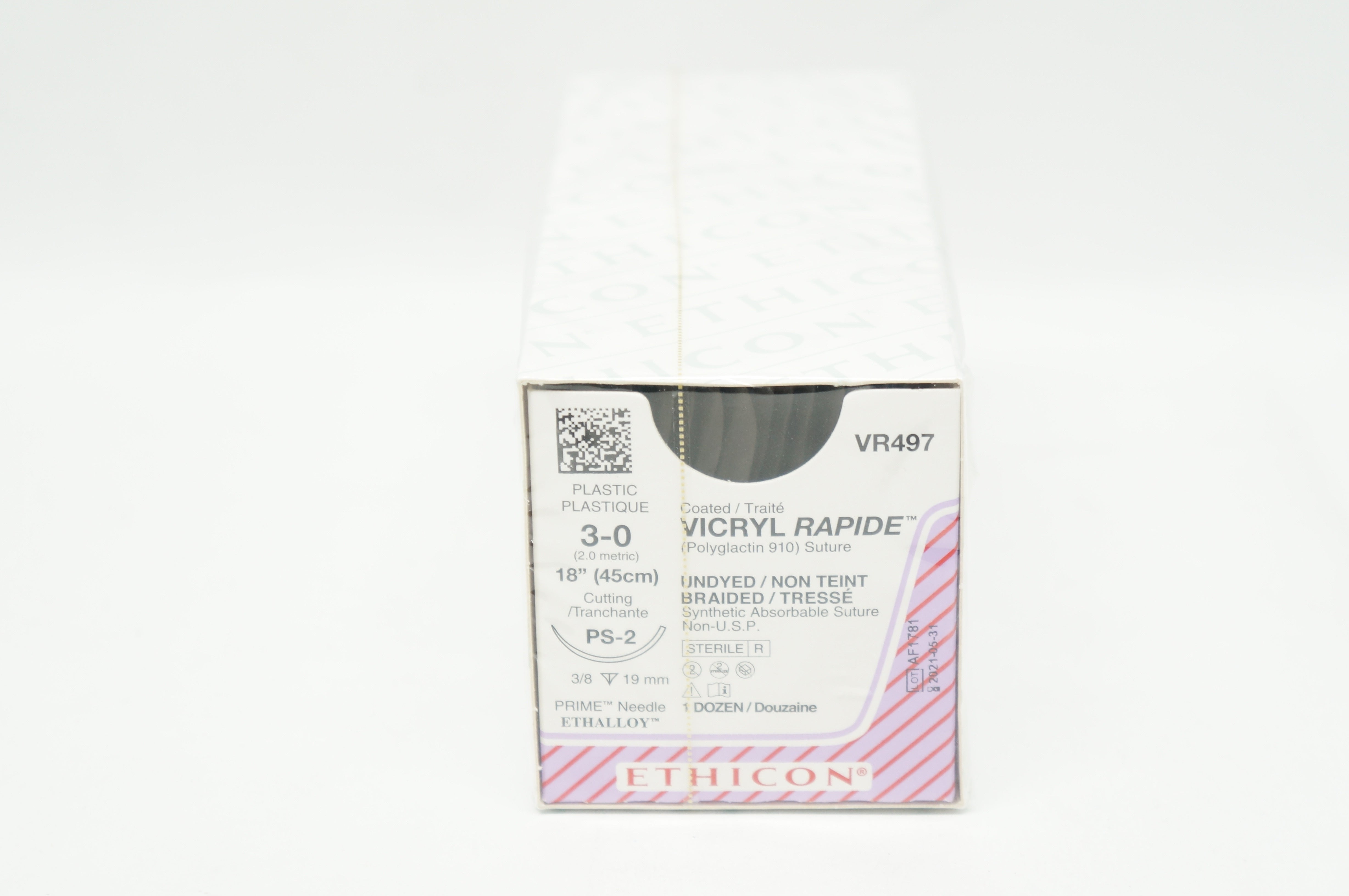 Ethicon VR497 3-0 VICRYL RAPIDE PS-2 3/8 19mm Cutting, 18inch - Box of 12 (x)