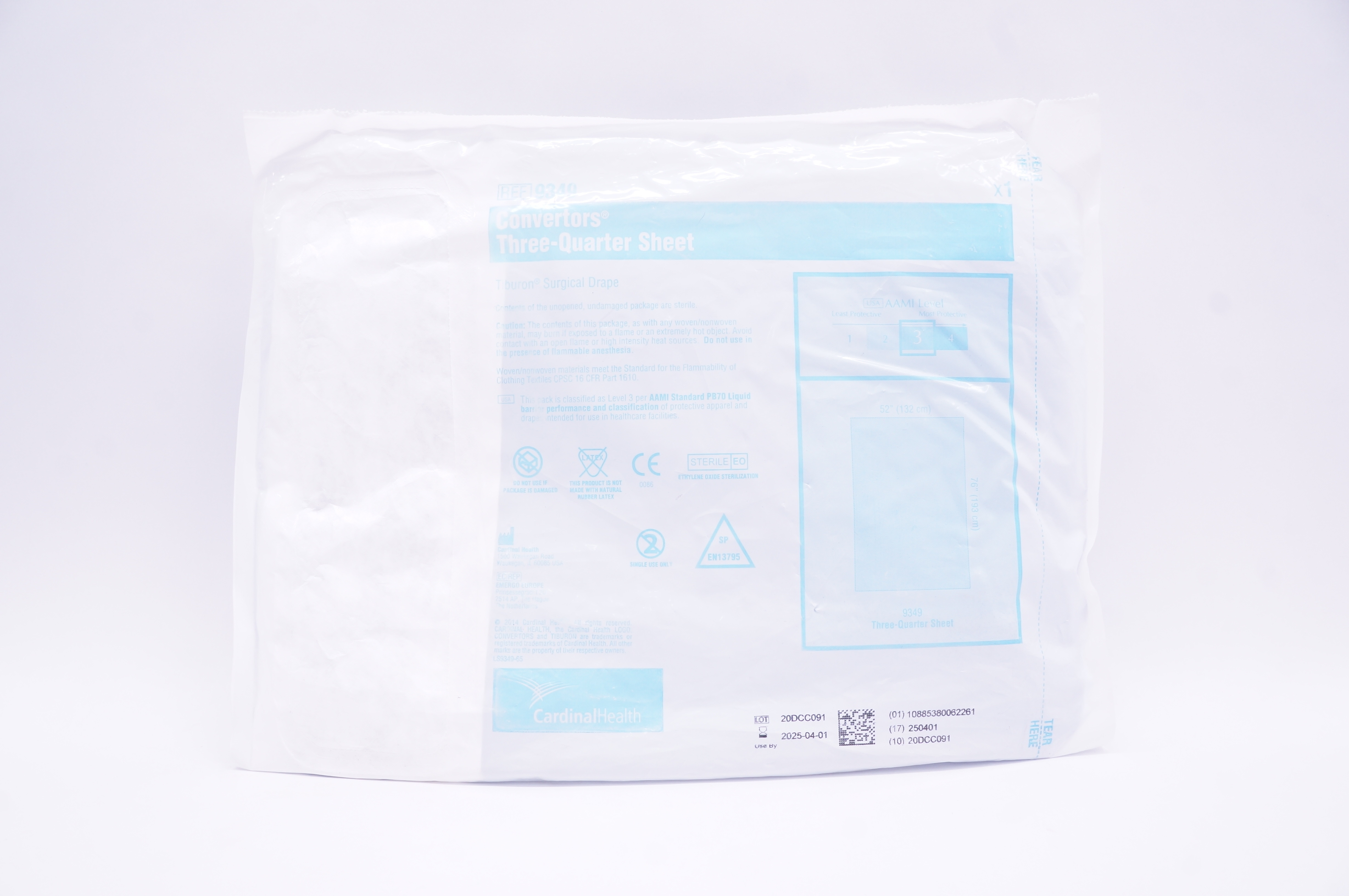 Cardinal Health 9349 Convertors Three-Quarter Sheet  52inch x 76inch