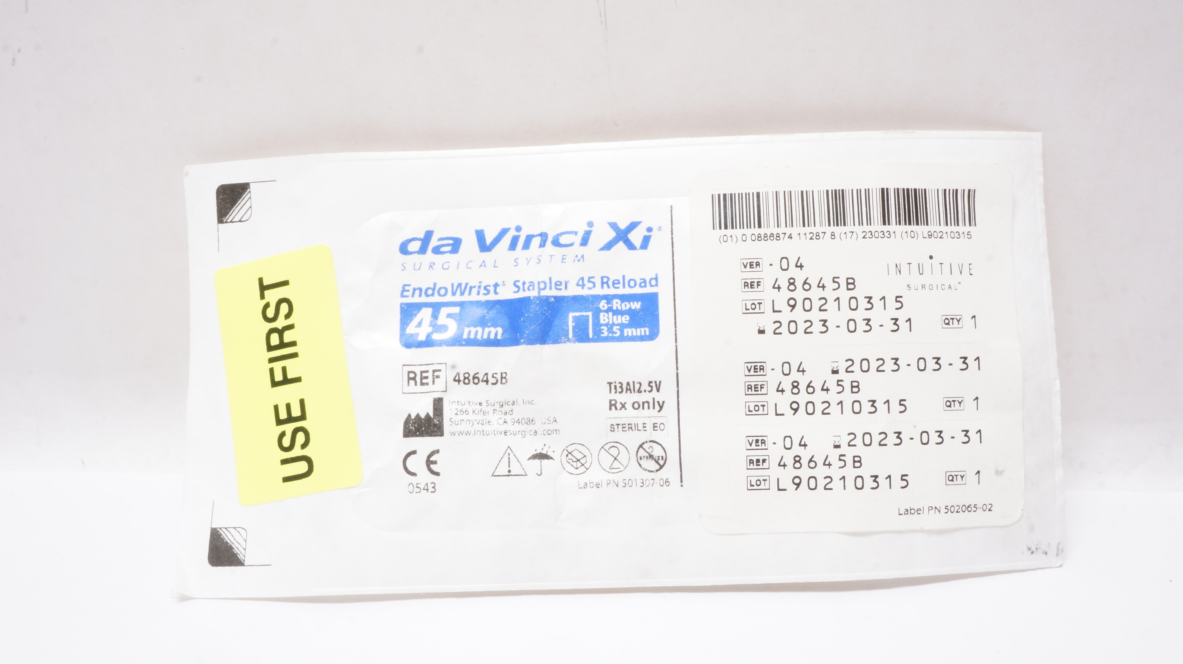 Intuitive 48645B Da VinciXi EndoWrist Stapler 45 Reload 45mm 6-Row 3.5 mm (x)