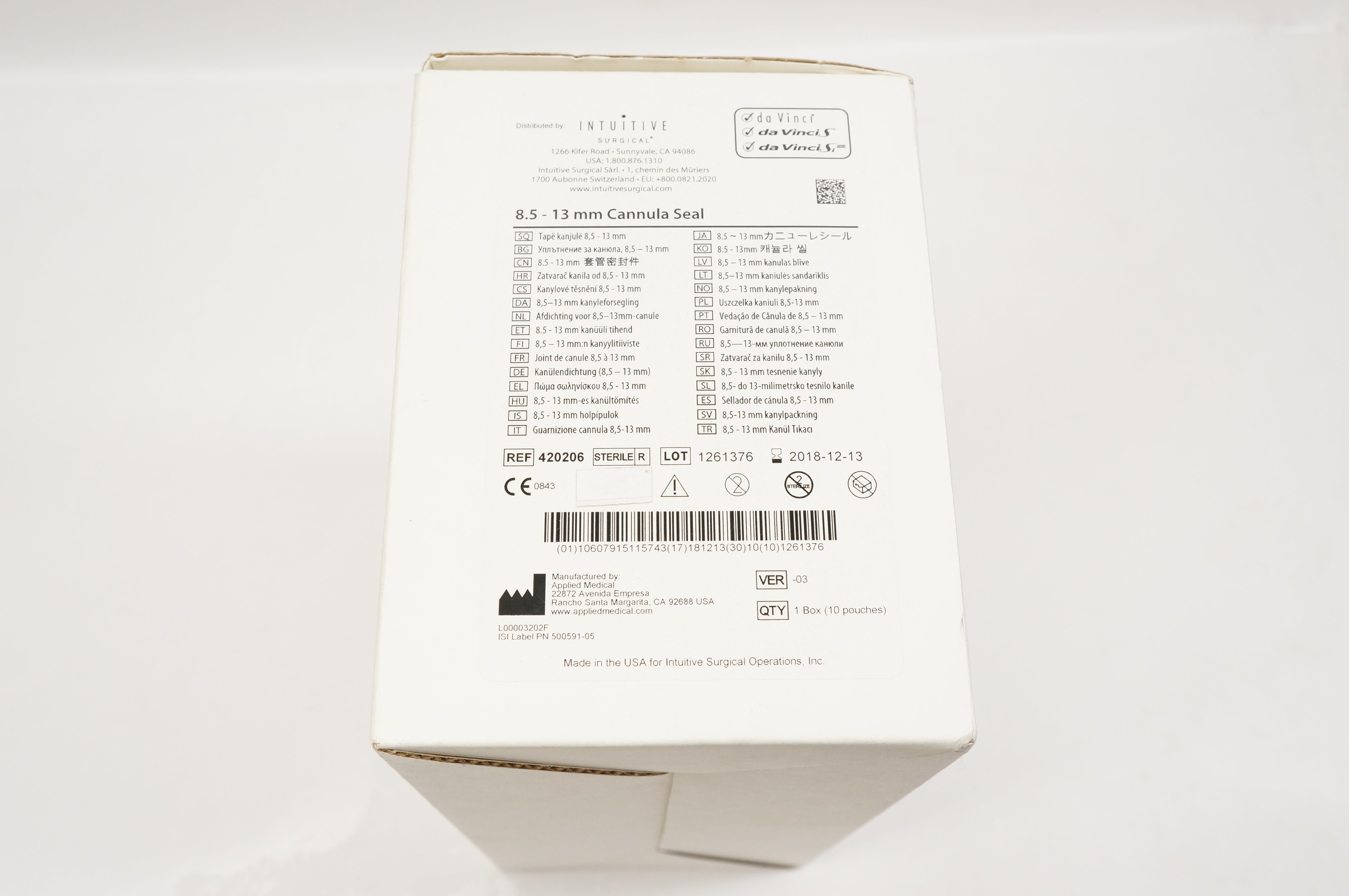 Intuitive 420206 Cannula Seal 8.5 - 13mm (x) - Case of 10