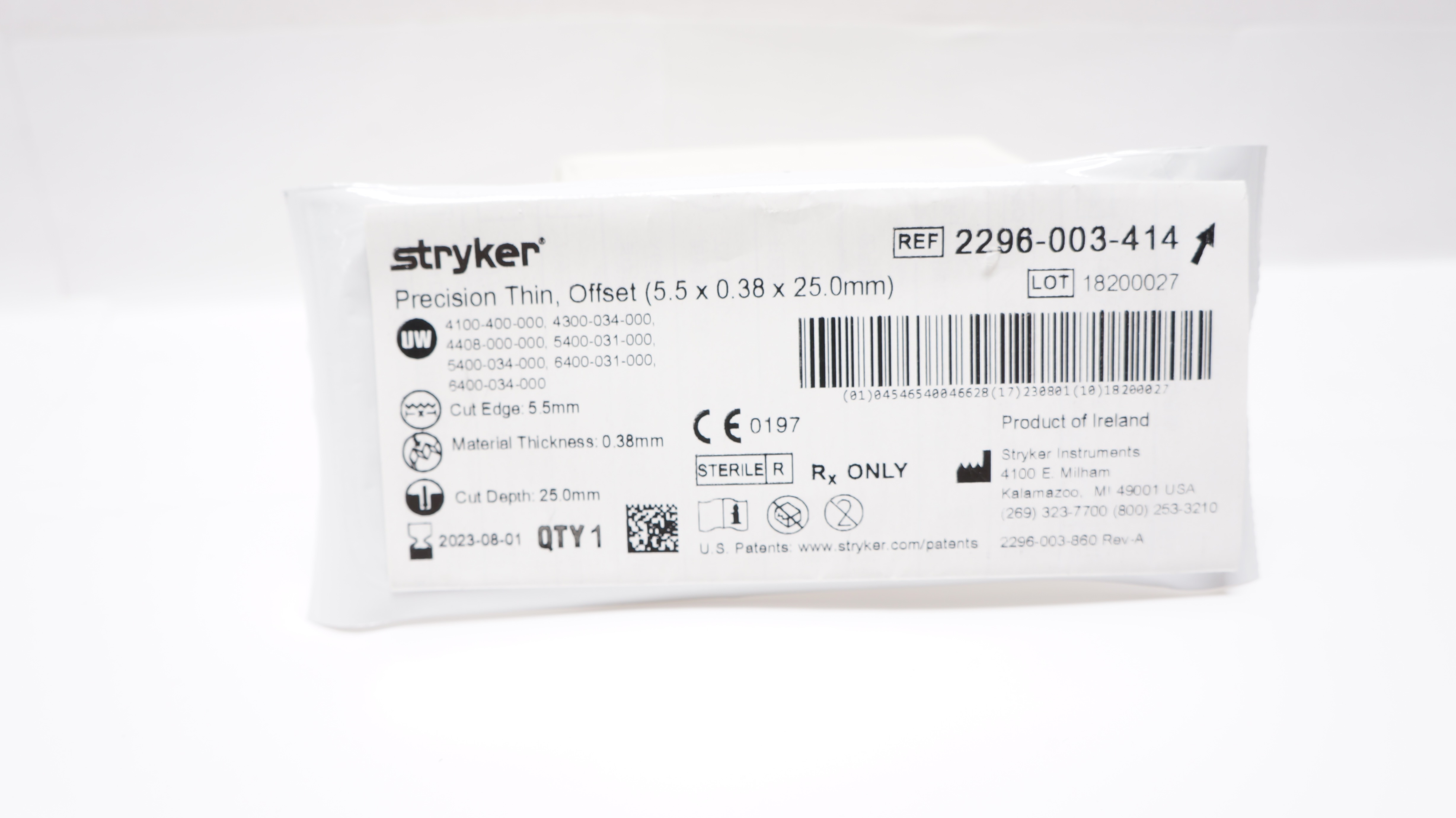 Stryker 2296-003-414 Precision Thin Offset 5.5 x 0.38 x 25.0mm (x)