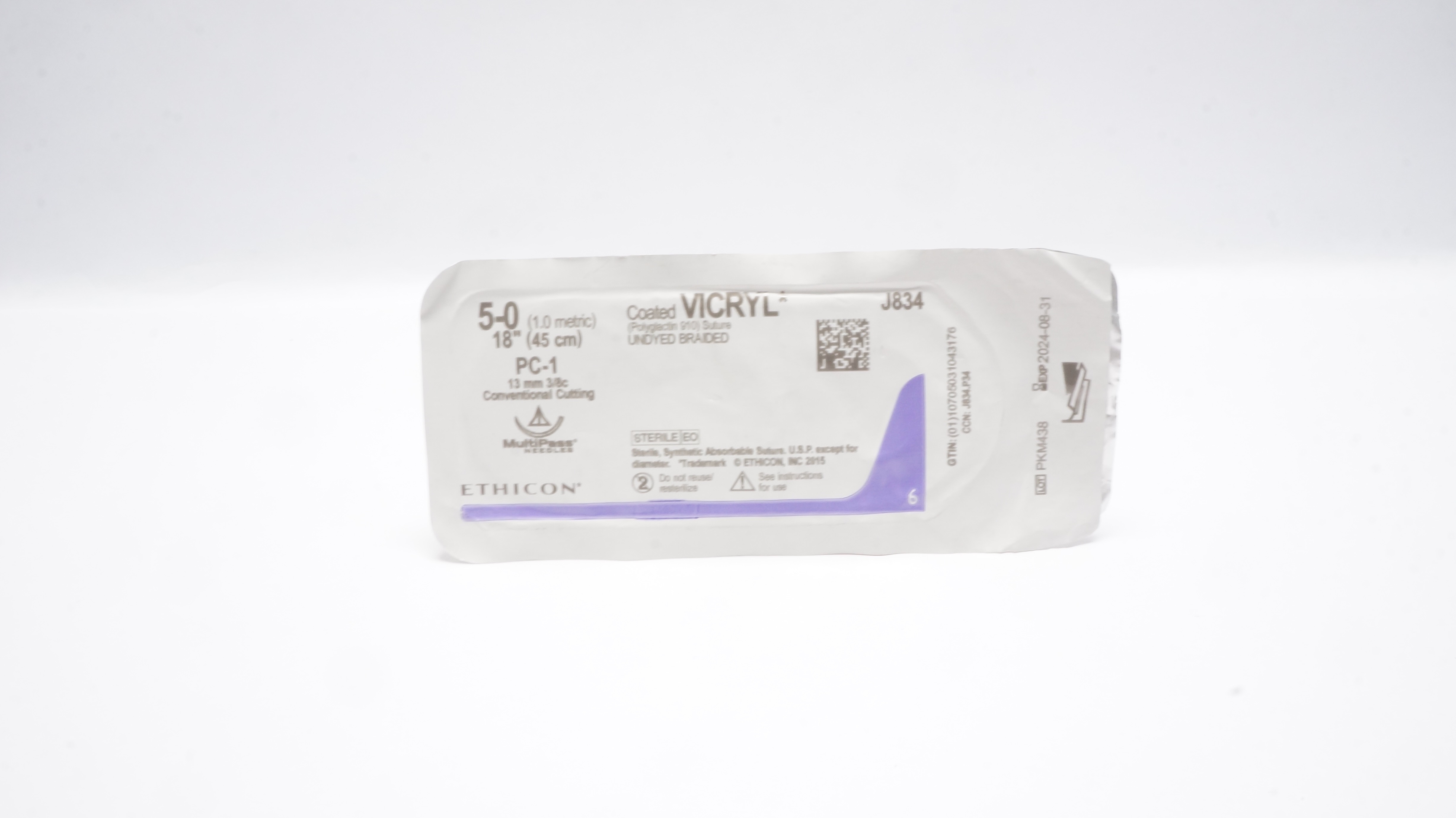 Ethicon J834 5-0 VICRYL Stre PC-1 13mm 3/8c Conventional Cutting 18inch (x)