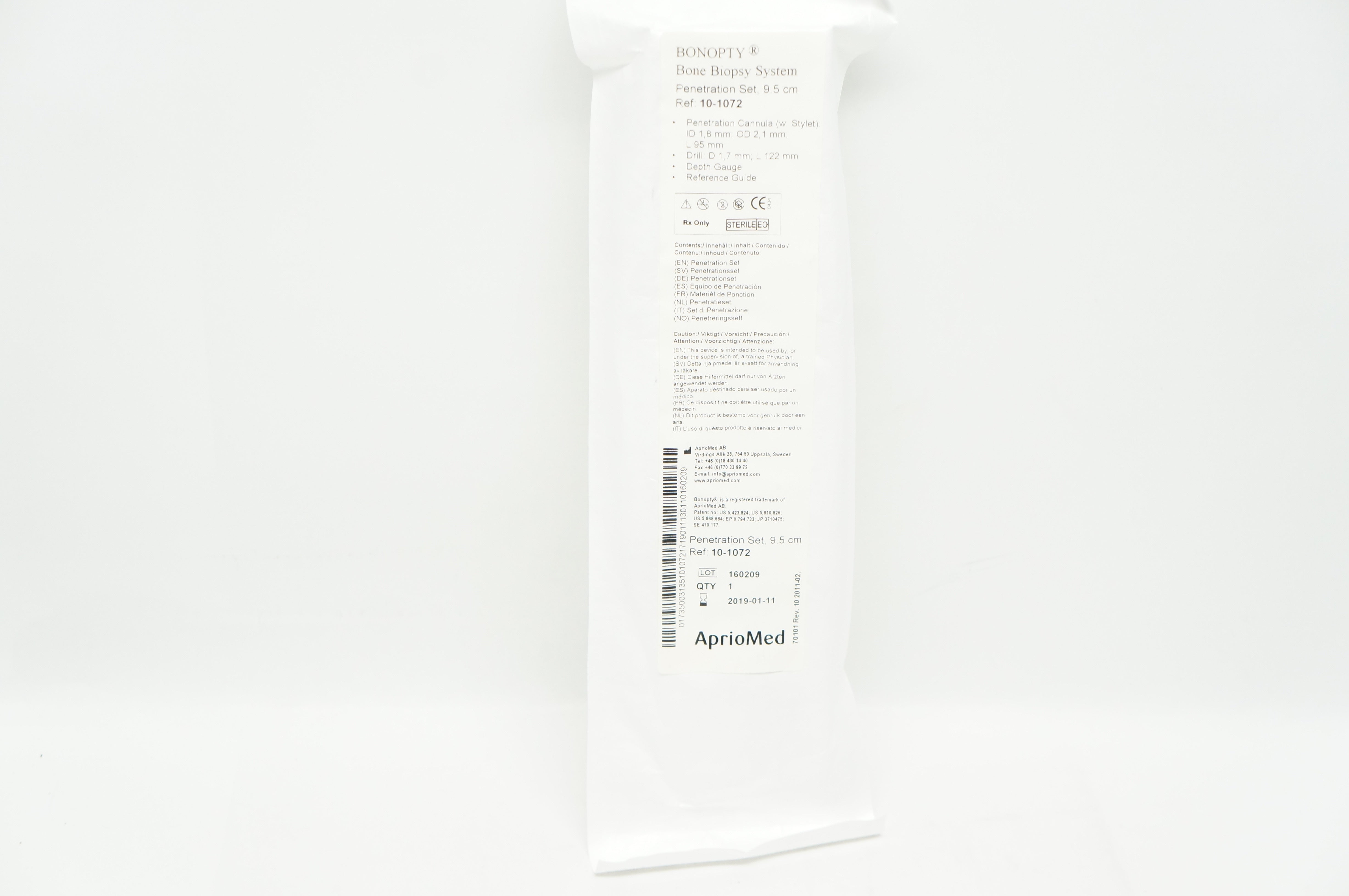 AprioMed 10-1072 Bonopty Bone Biopsy System Penetration Set 9.5cm (x)