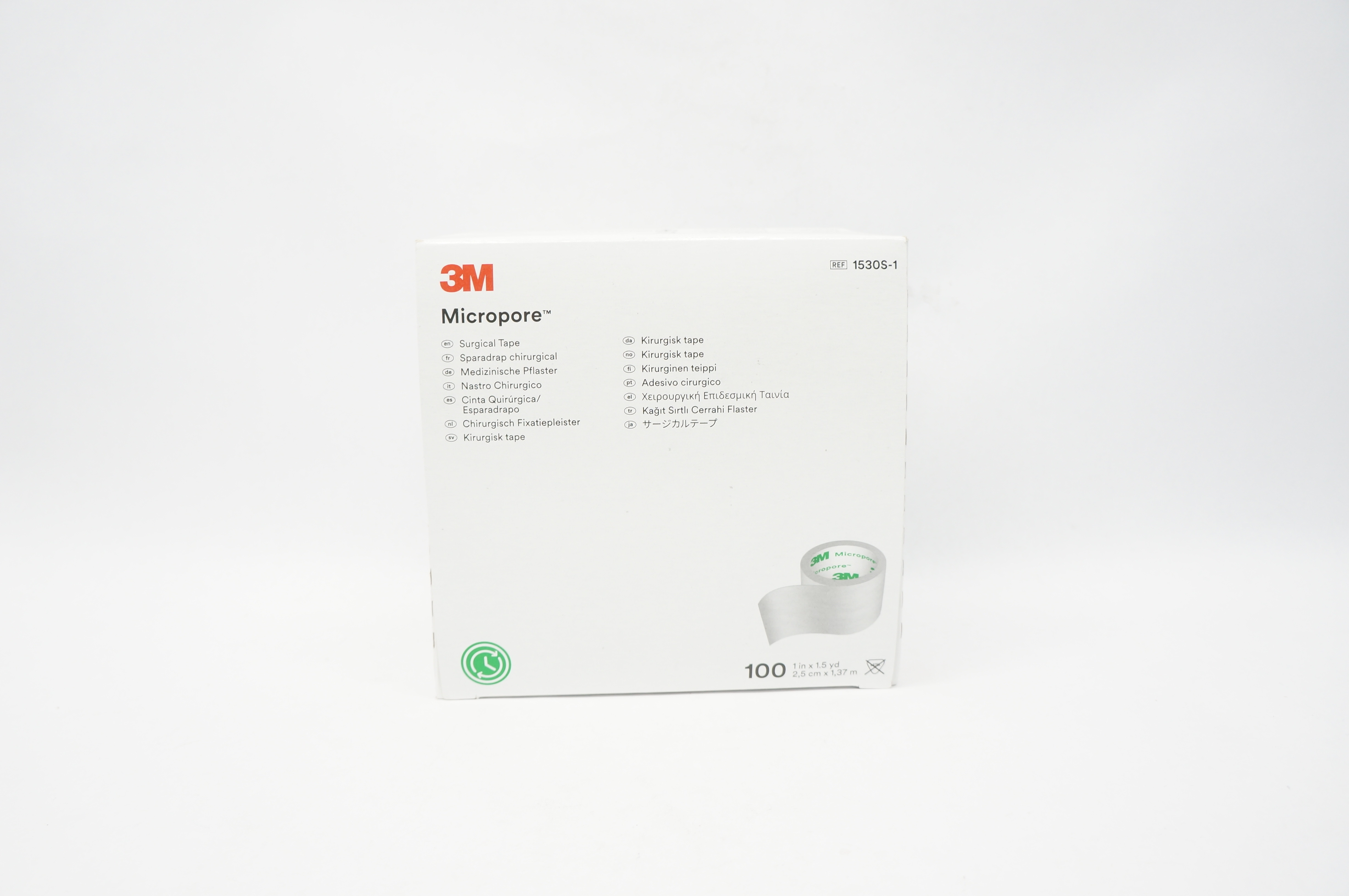 3M 1530S-1 Micropore Rolls Surgical Tape 1inch x 1.5yd. - Box of 100