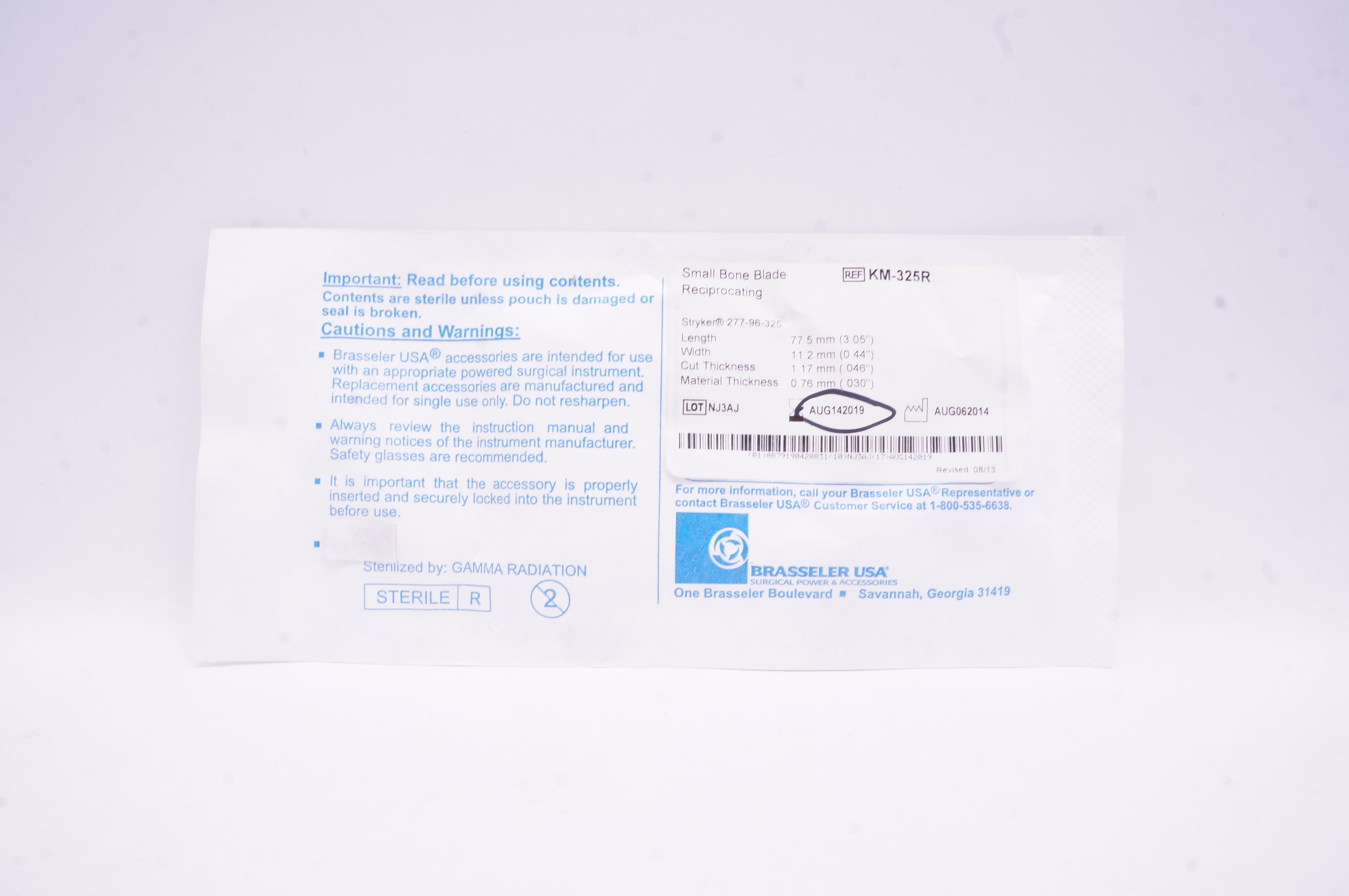 Brasseler KM325R Small Bone Blade Oscillating 0.44inch x 3.05inch (x)