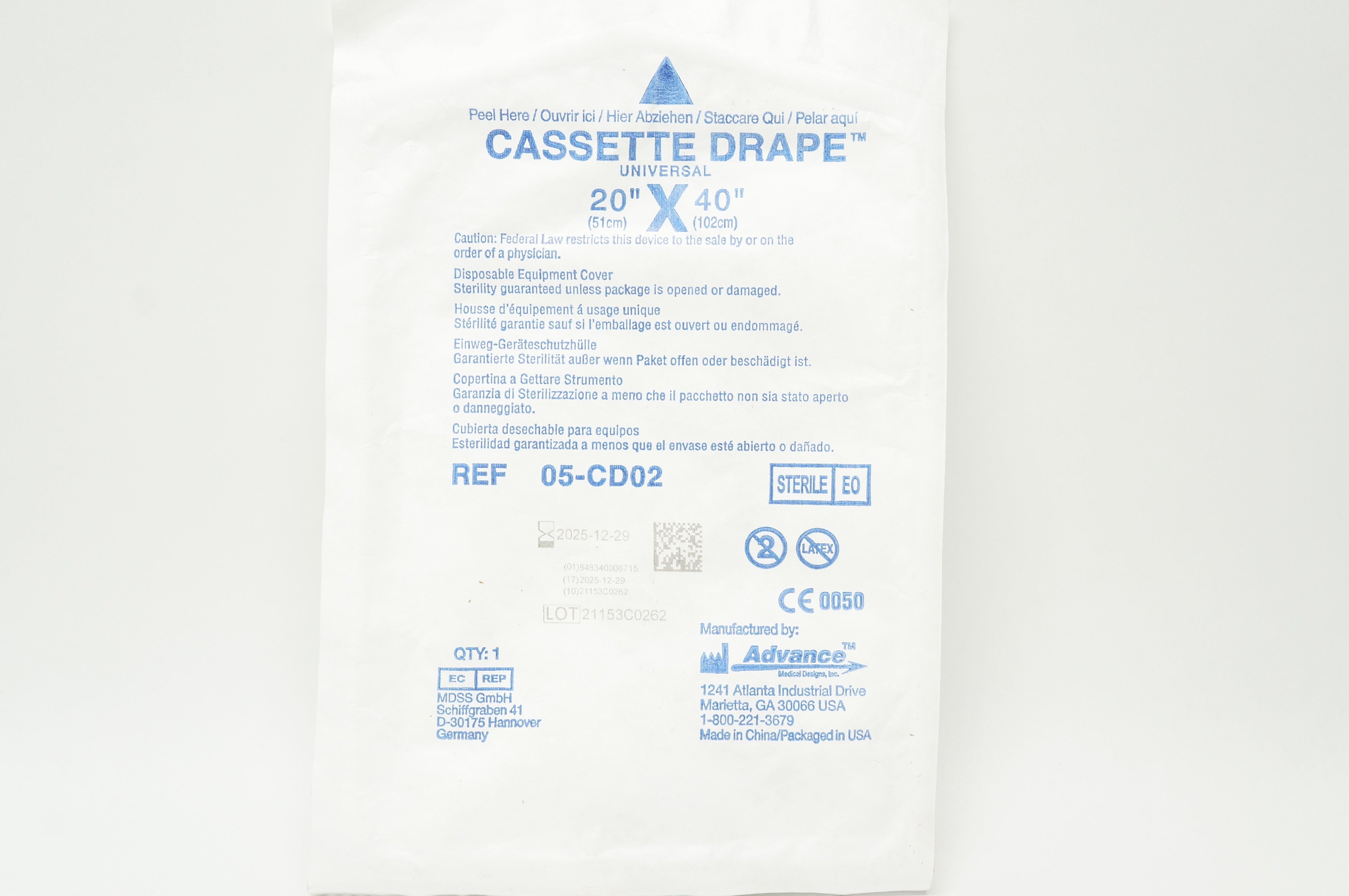 Advance 05-CD02 Cassette Drape Universal 20inch x 40inch