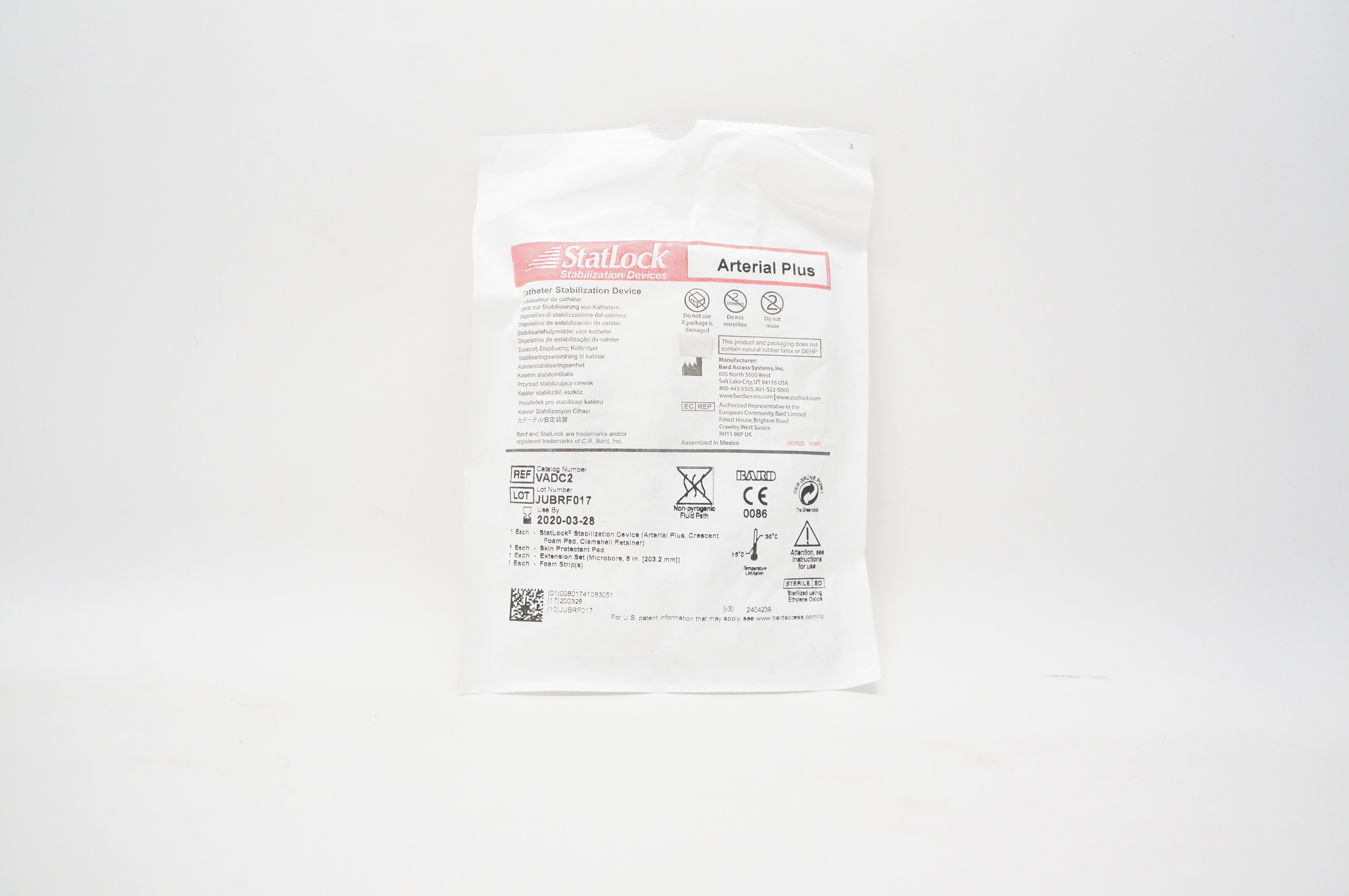 Bard VADC2 StatLock Arterial Plus Cath. Stabilization Device (x)