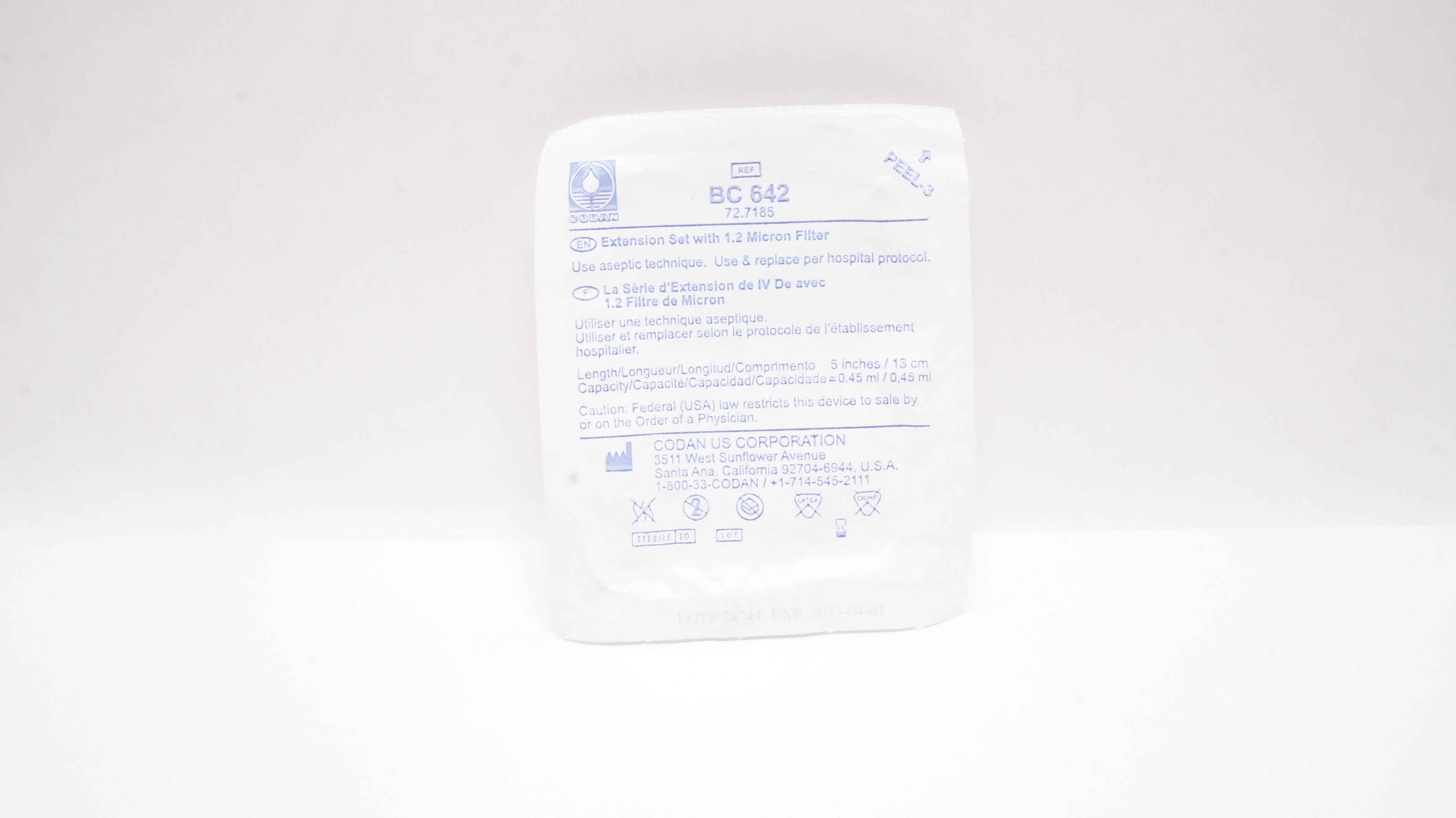 Codan 72.7185 BC642 Extension Set w/ 1.2 Micron Filter (x)
