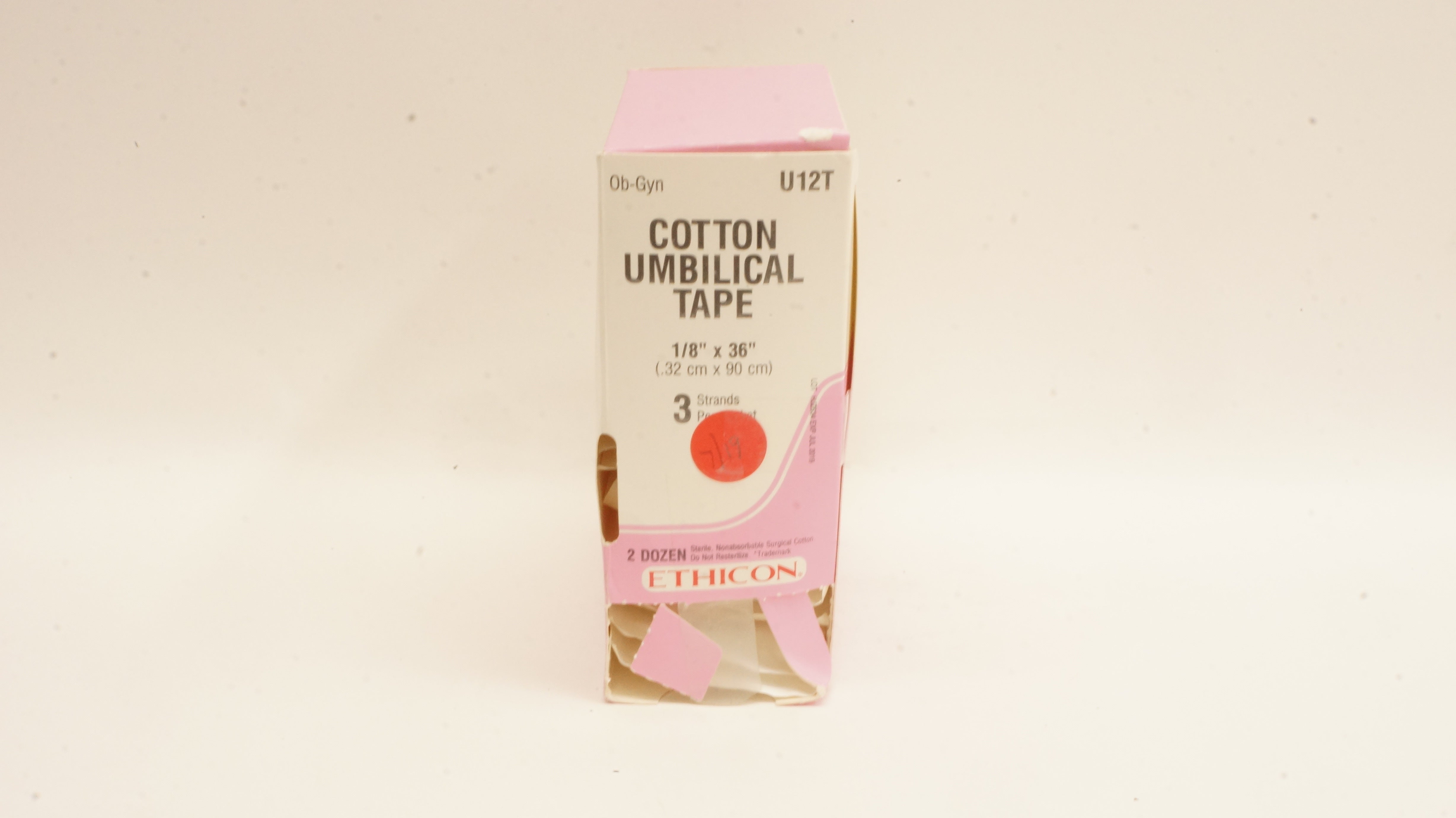 Ethicon U12T OB-Gyn Cotton Umbilical Tape 1/8inch x 36 inch (x) - Box of 12