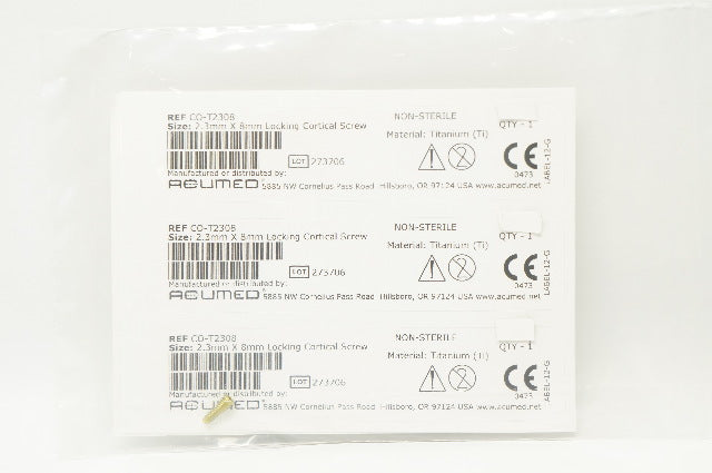 Acumed CO-T2308 Congruent Plate System 2.3mm x 8mm Locking Cortical Screw
