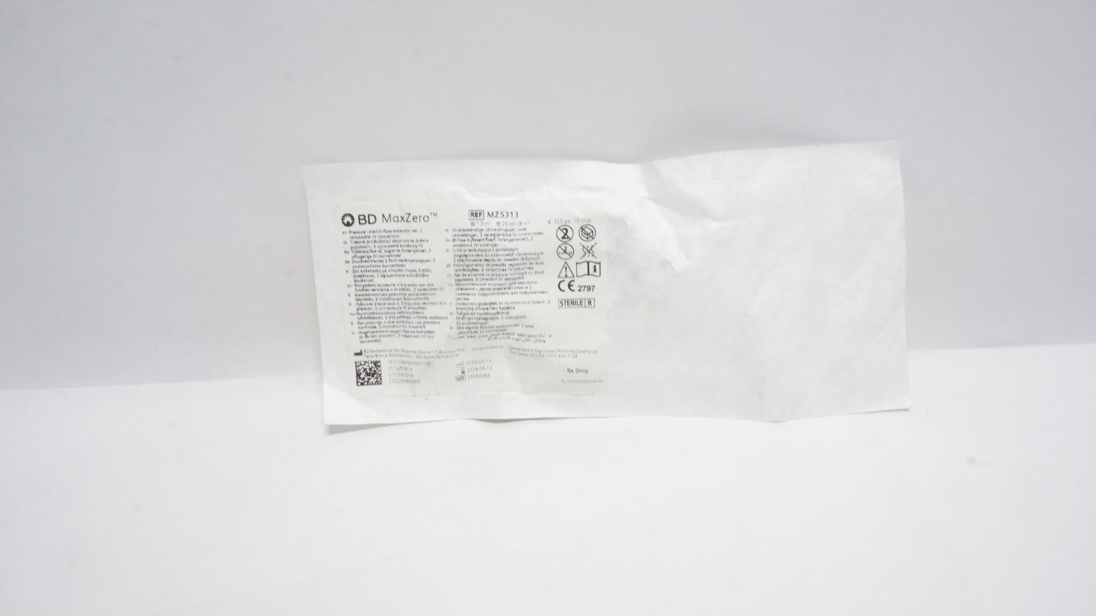 BD MaxZero MZ5313 Pressure Rated Extension Set 10 ml 20 cm