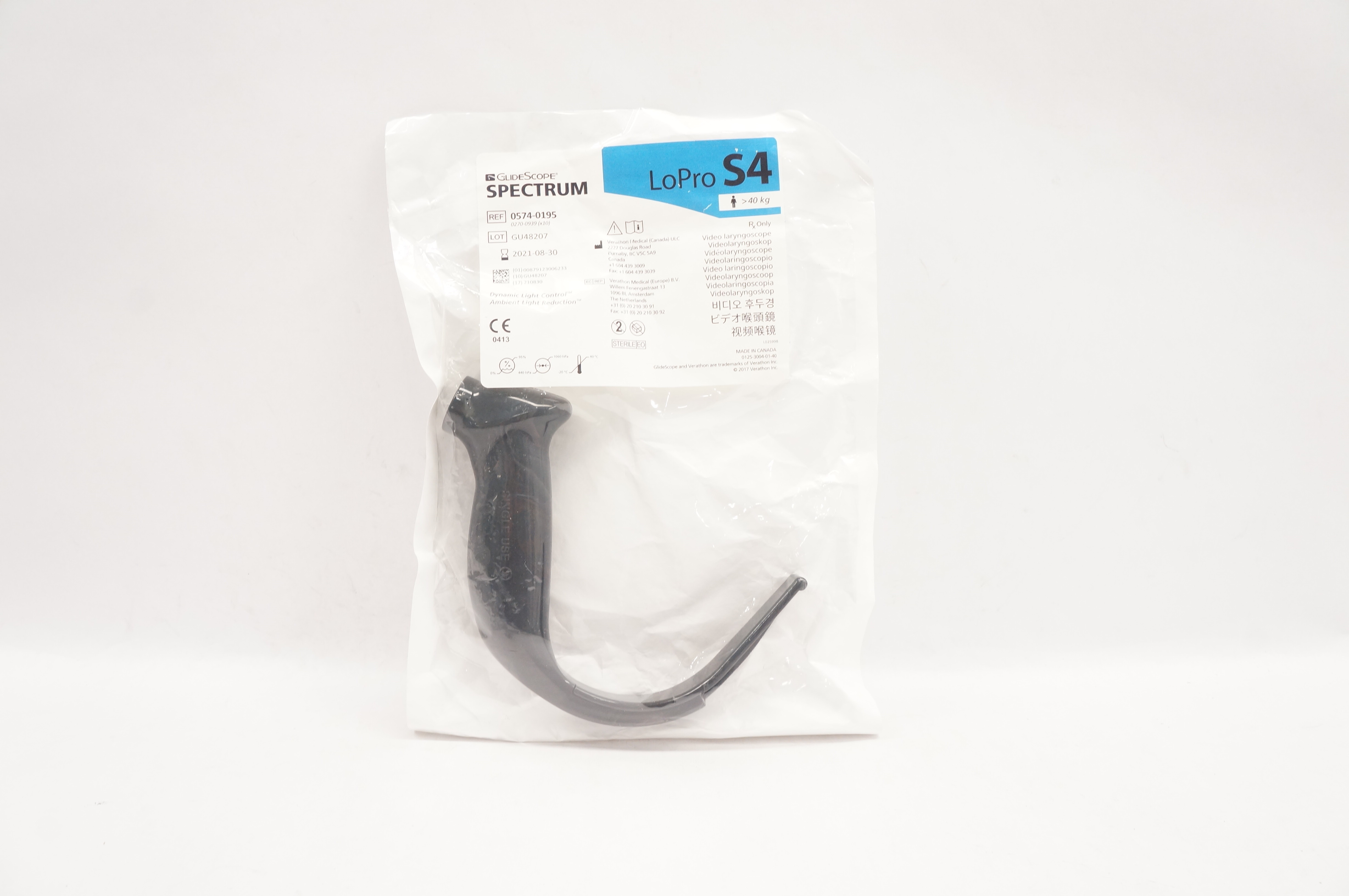 Verathon 0574-0195 GlideScope Spectrum LoPro S4 >40kg (x)