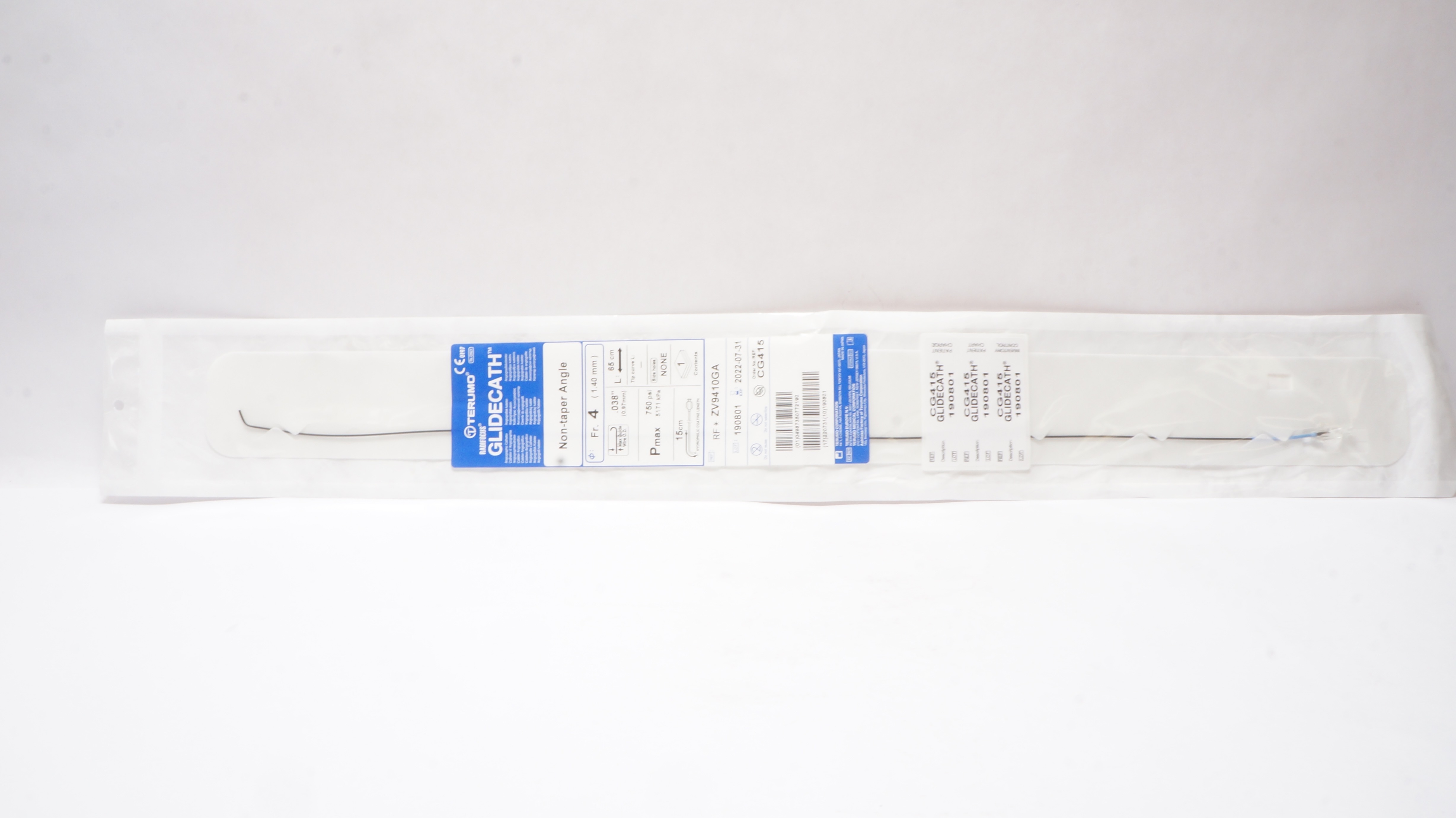 Terumo ZV9410GA Radifocus Glidecath Angiographic Cath. 4Fr. x 65cm x .038inch(x)