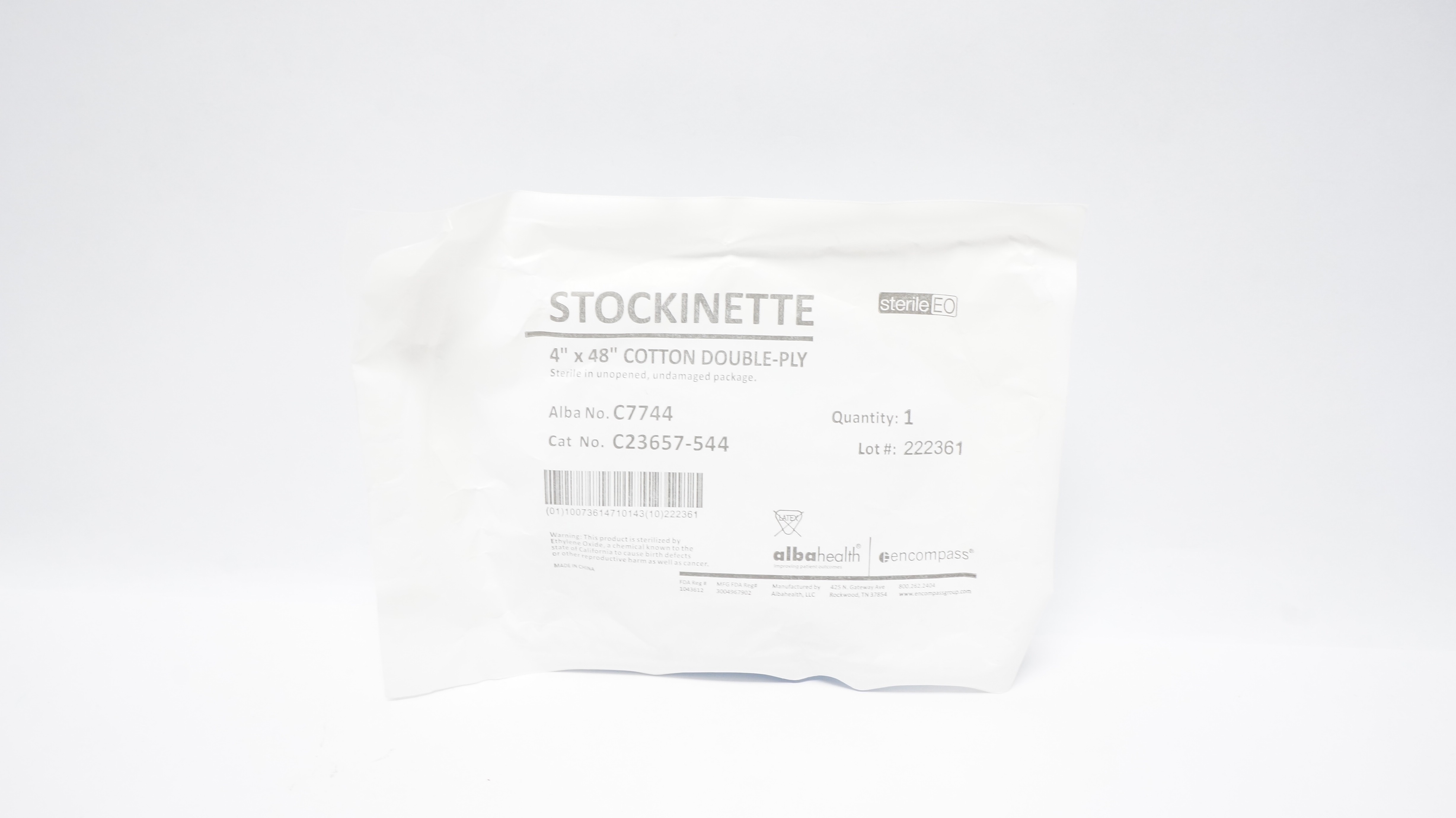 Albahealth C7744/C23657-544 Stockinette 4In x 48In Cotton Double-Ply