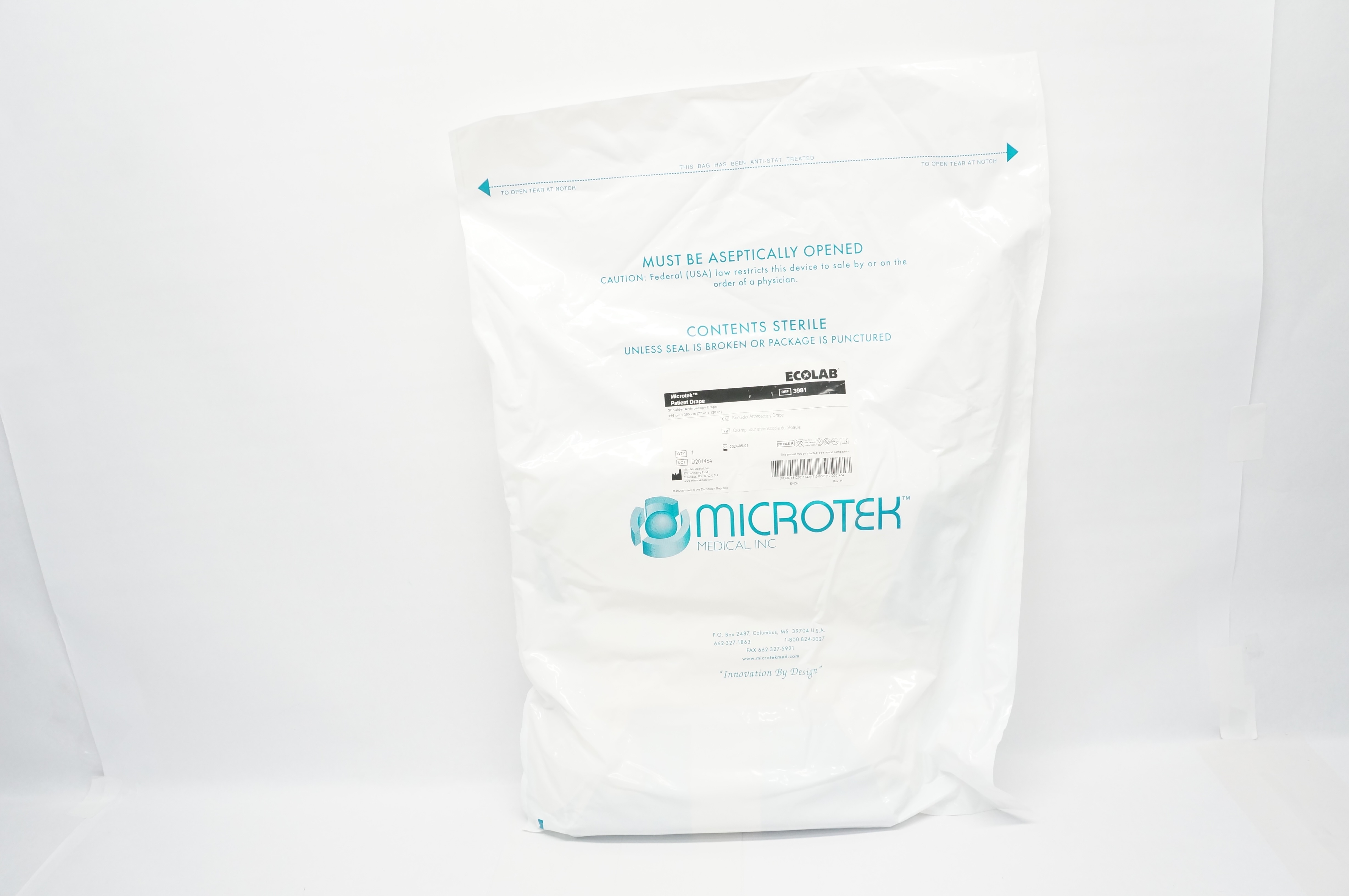 Microtek 3981 Patient Drape  Shoulder arthroscopy 77inch x 120inch