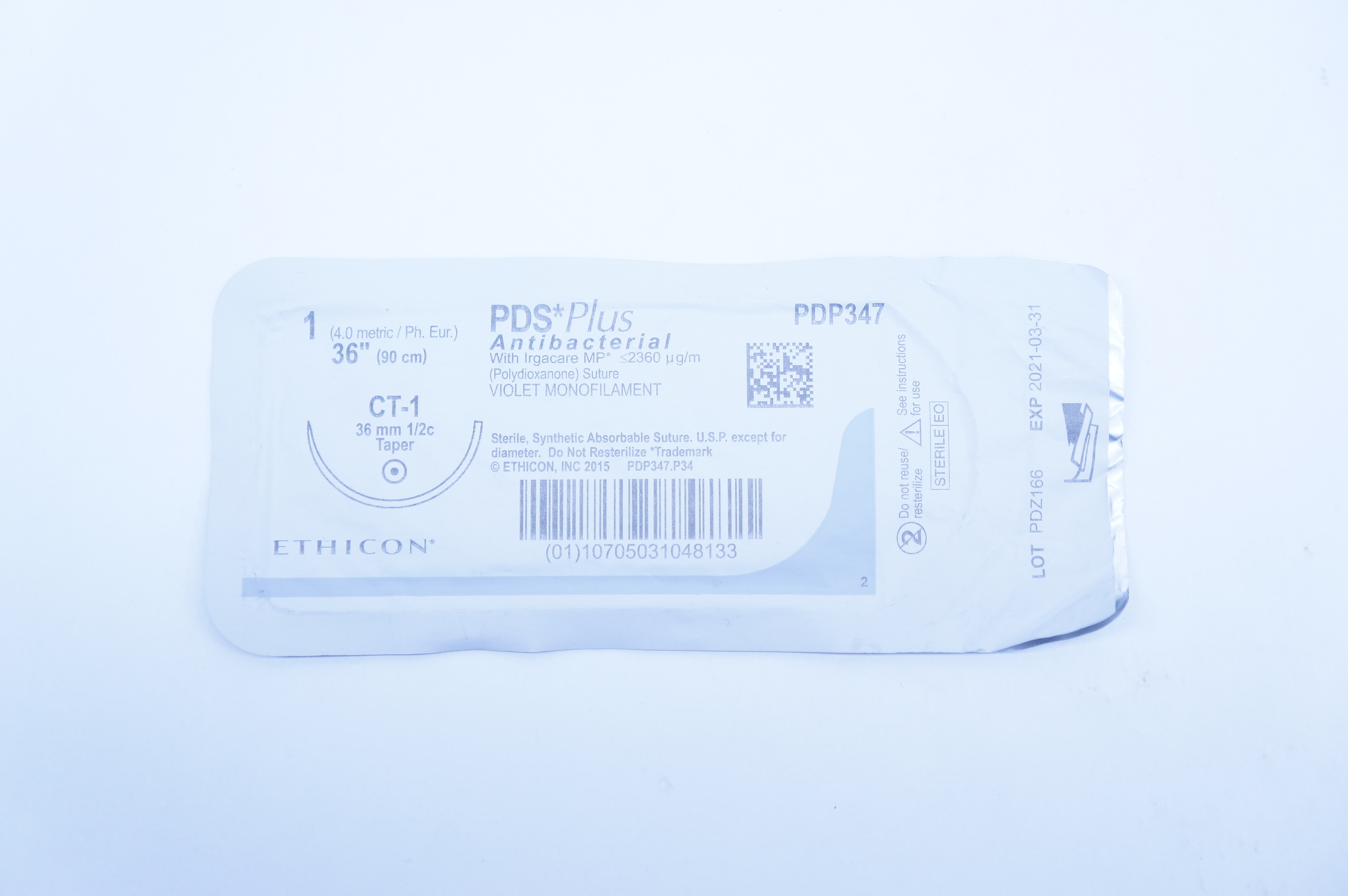 Ethicon PDP347 0 PDS Plus Antibacterial Stre. Violet Monofilament 36inch