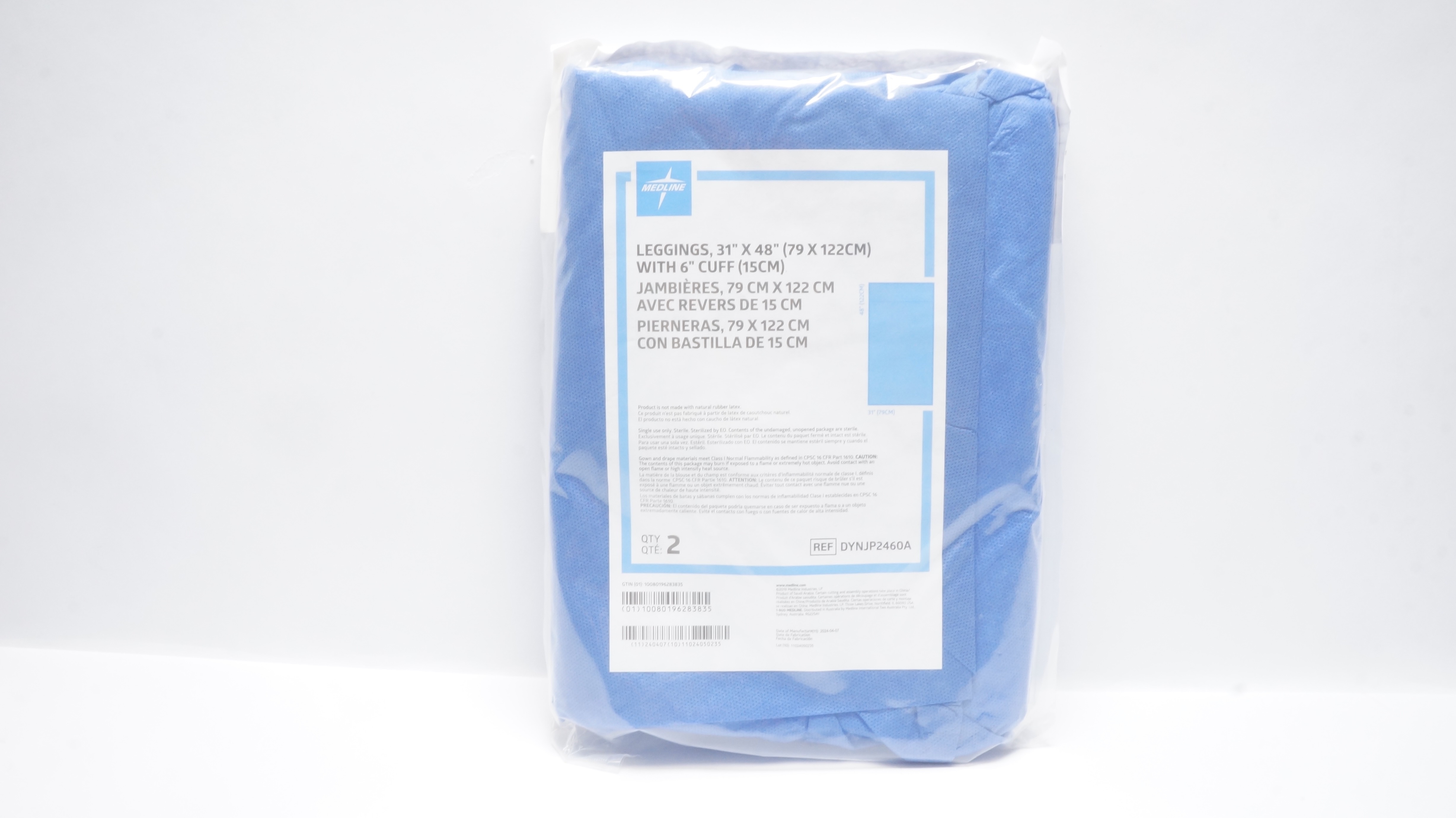 Medline DYNJP2460A Leggings 31 x 48inch w/6inch Cuff - Pack of 2