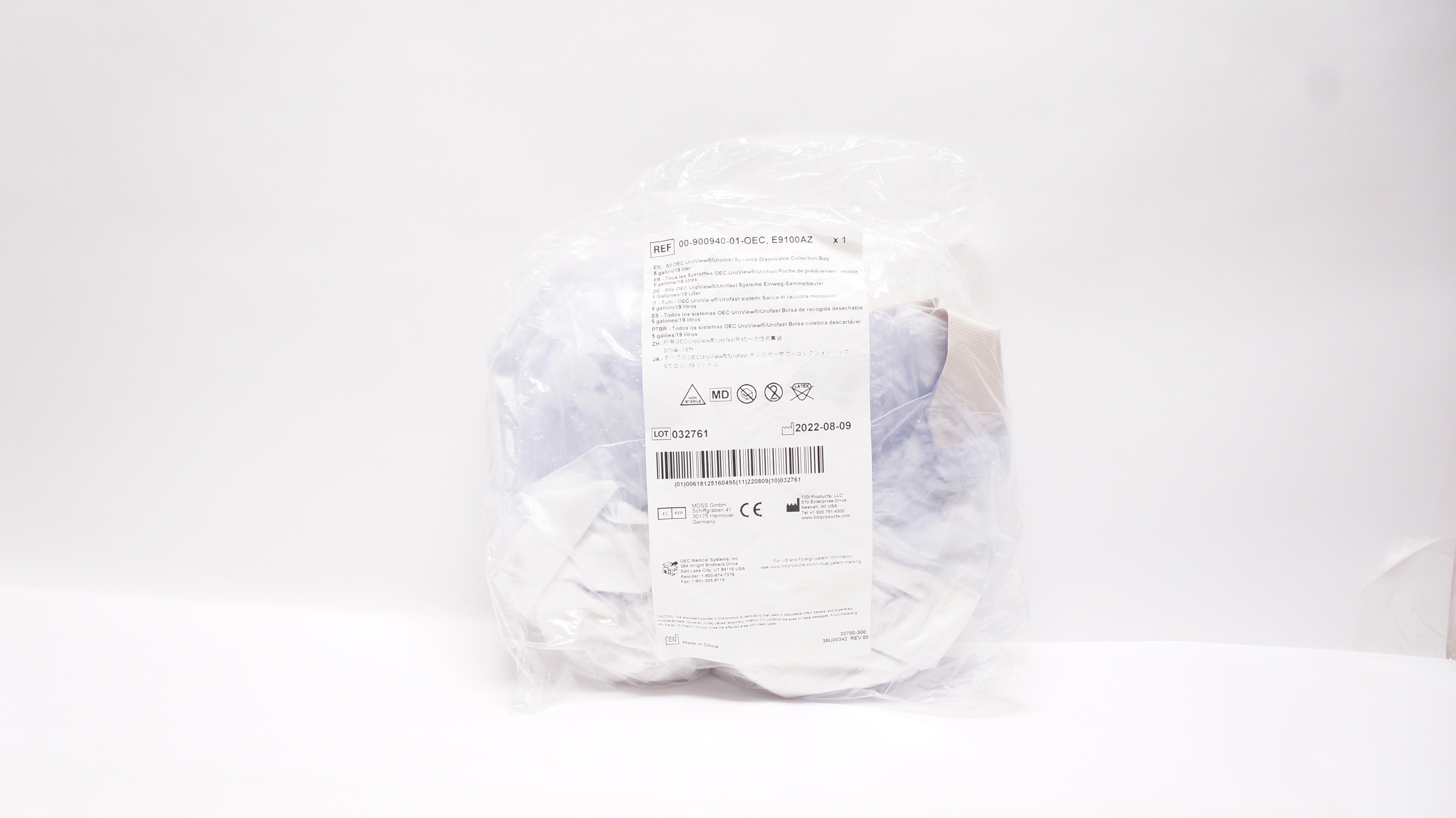 TIDI 00-900940-01-OEC All OEC UroView/Urofast Systems Disposable Collection Bag