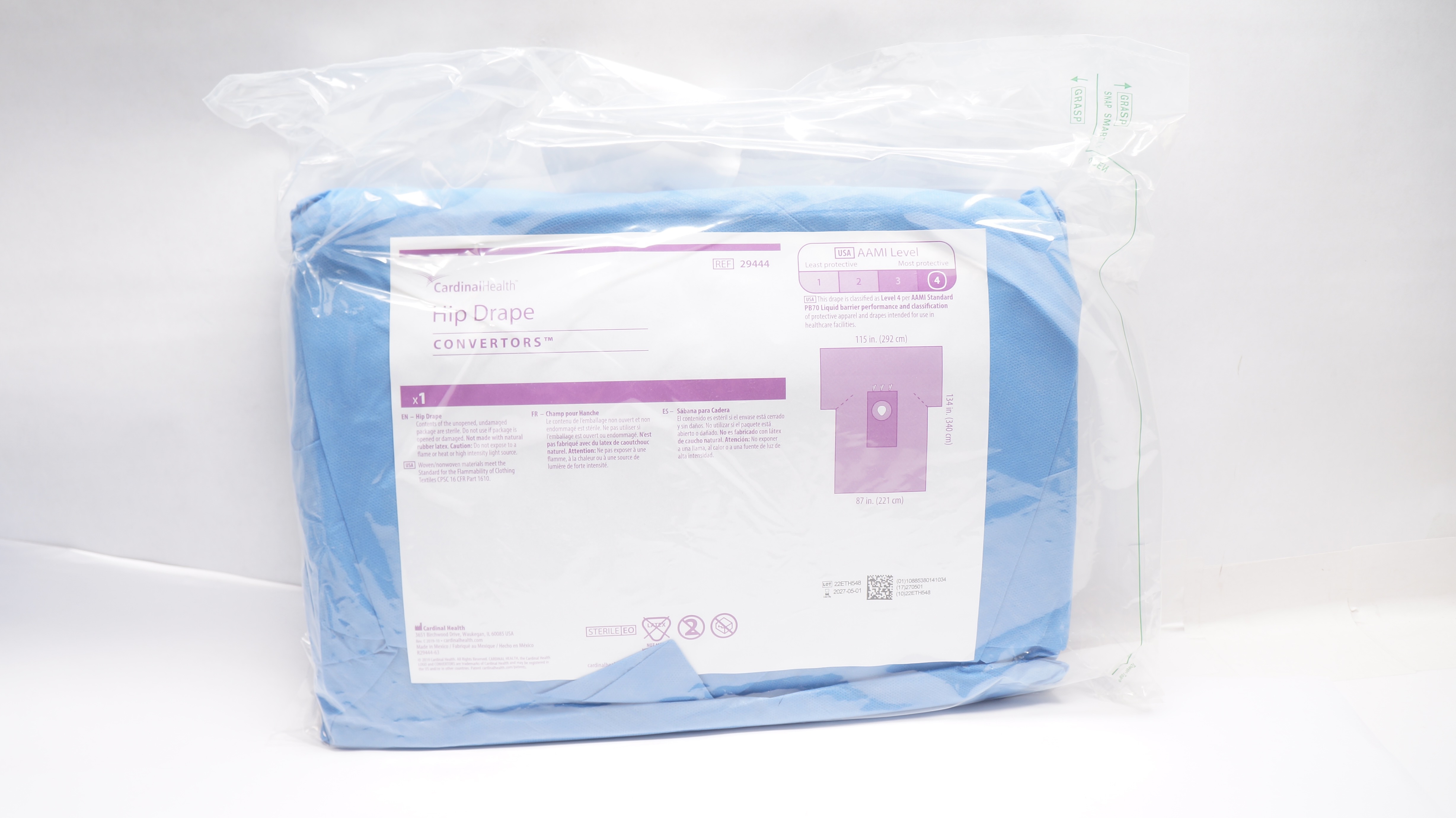 Cardinal Health 29444 Convertors Hip Drape 115 x 134 x 87inch