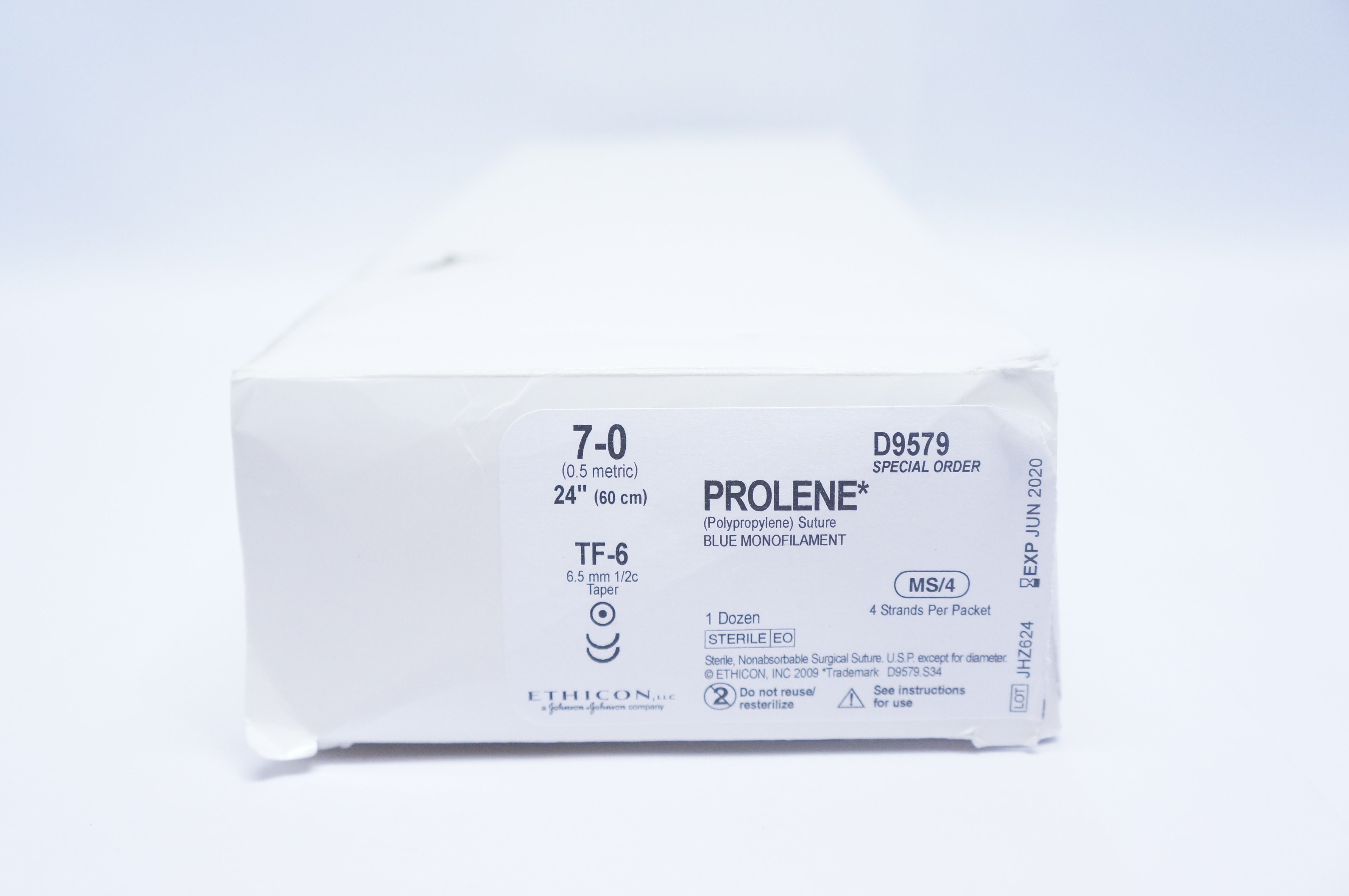 Ethicon D9579 Prolene Suture Blue Monofilament 7-0 x 60cm TF-6 (x) - Box of 12