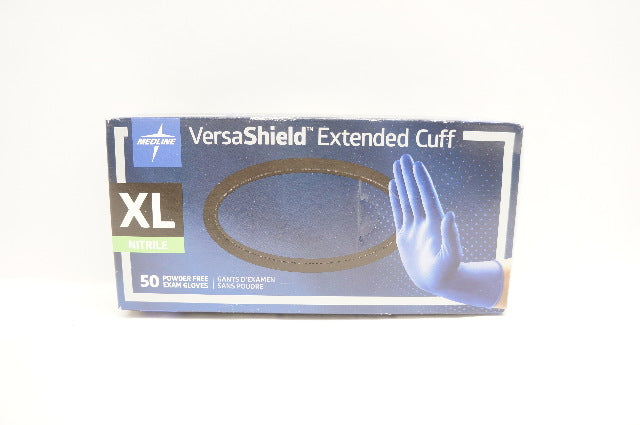 Medline VS711XL VersaShield Extended Cuff Powder-Free Exam Gloves XL - Box of 50