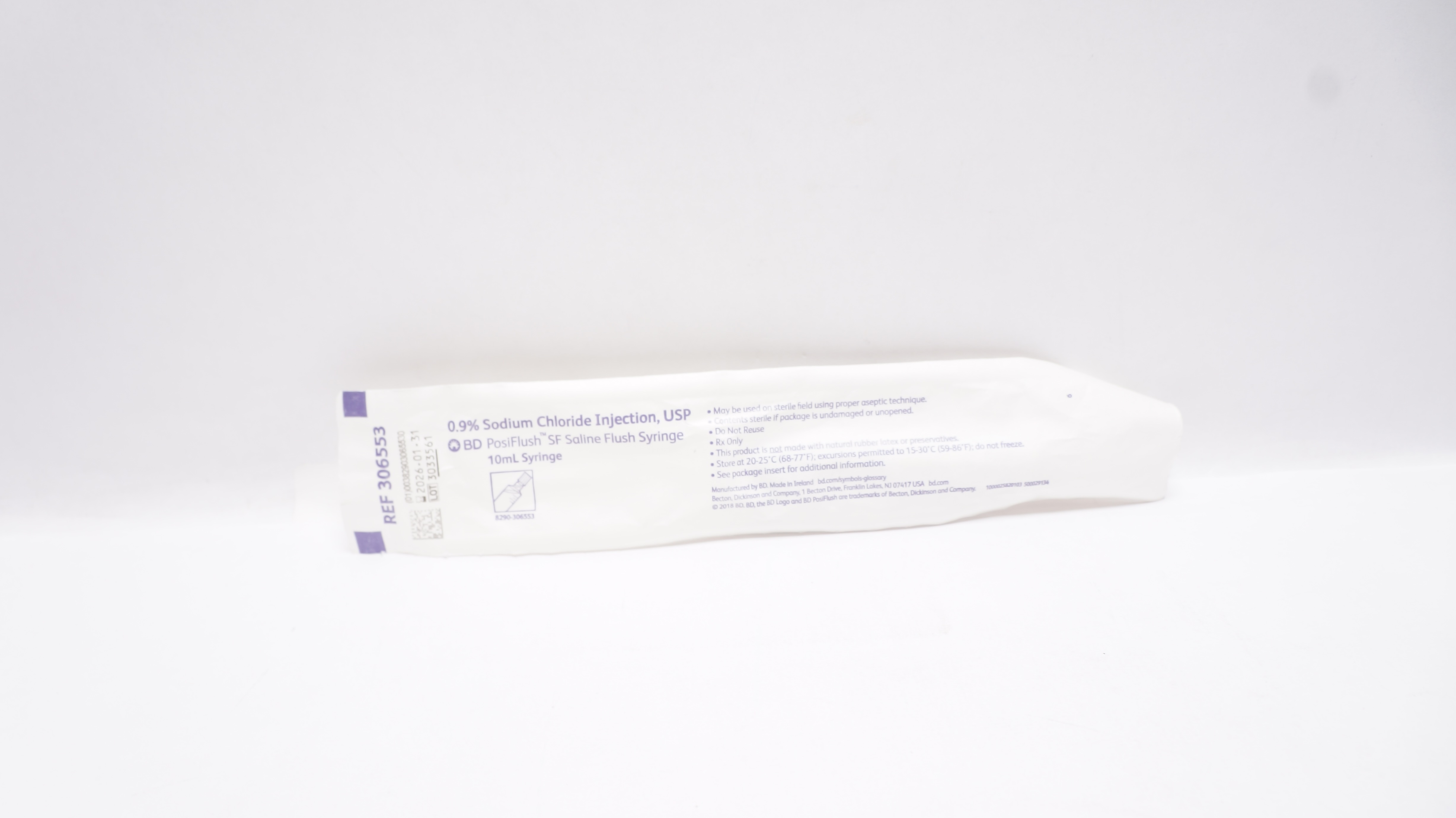 BD 306553 PosiFlush 0.9% Sodium Chloride Injection USP Saline Flush Syringe 10mL