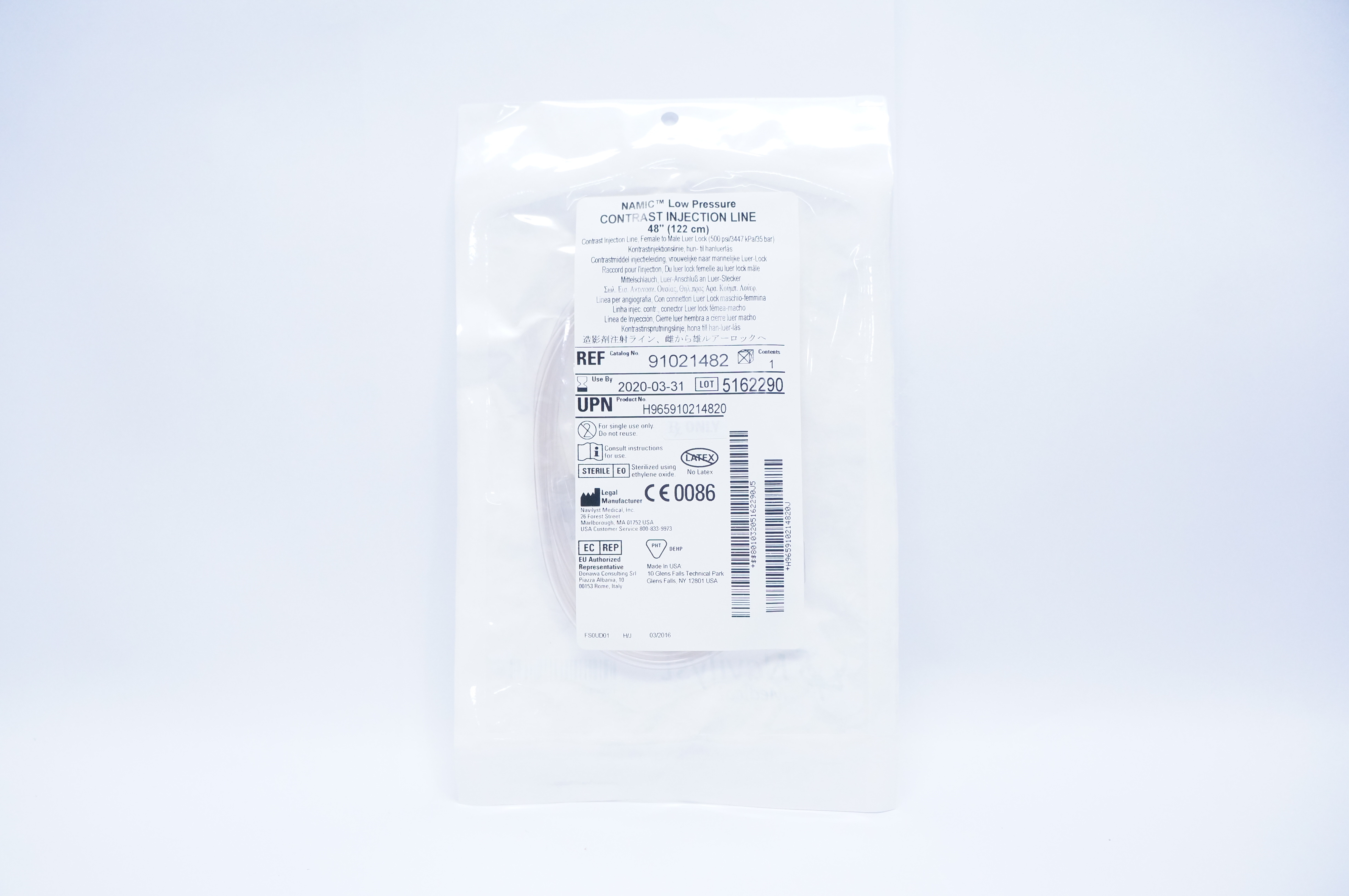 Navilyst Medical 91021482 Namic Low Pressure Contrast Injection Line 48inch (x)