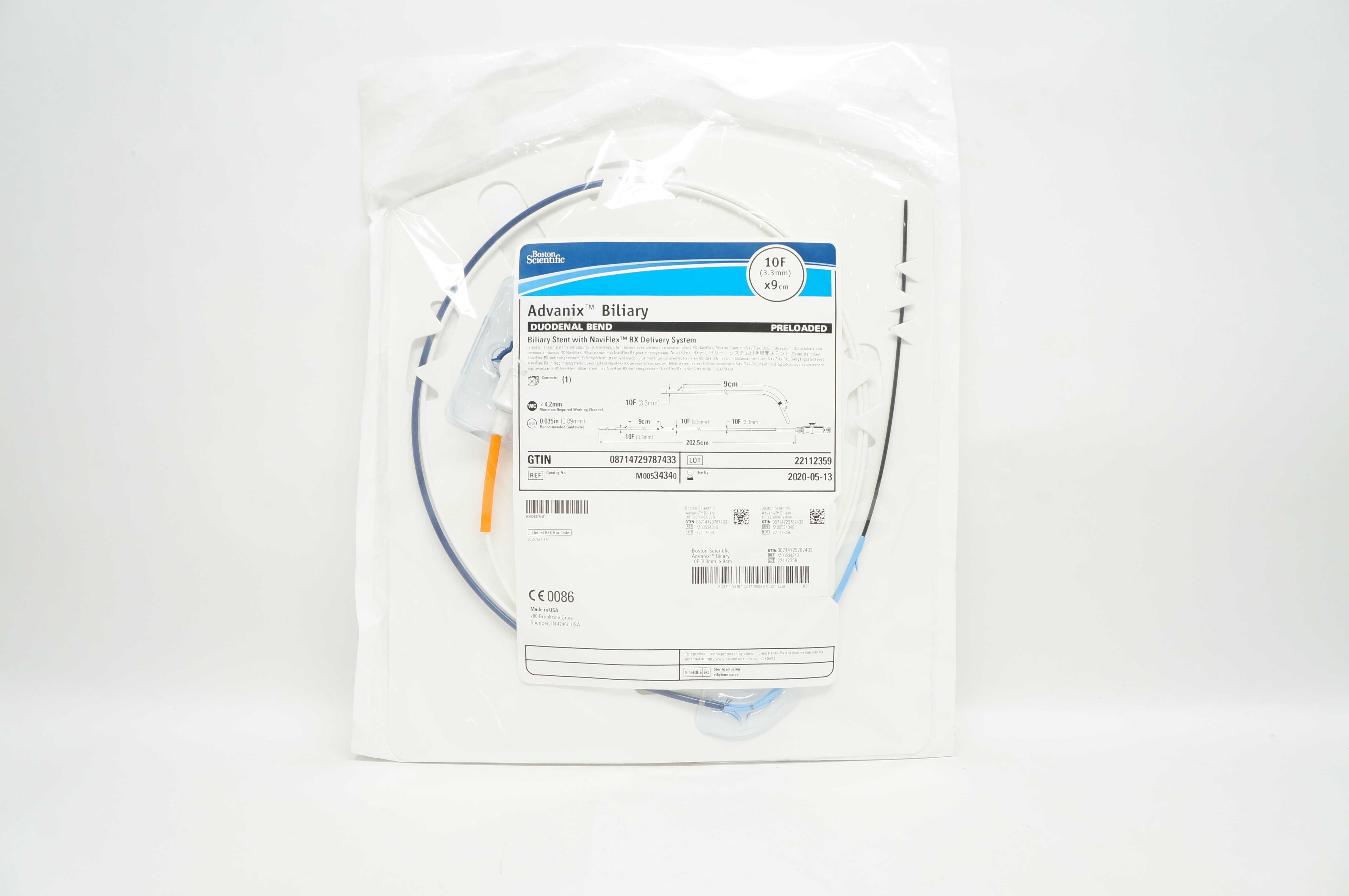 Boston Scientific M00534340 Advanix Biliary Duodenal Bend Stnt 10F x 9cm (x)