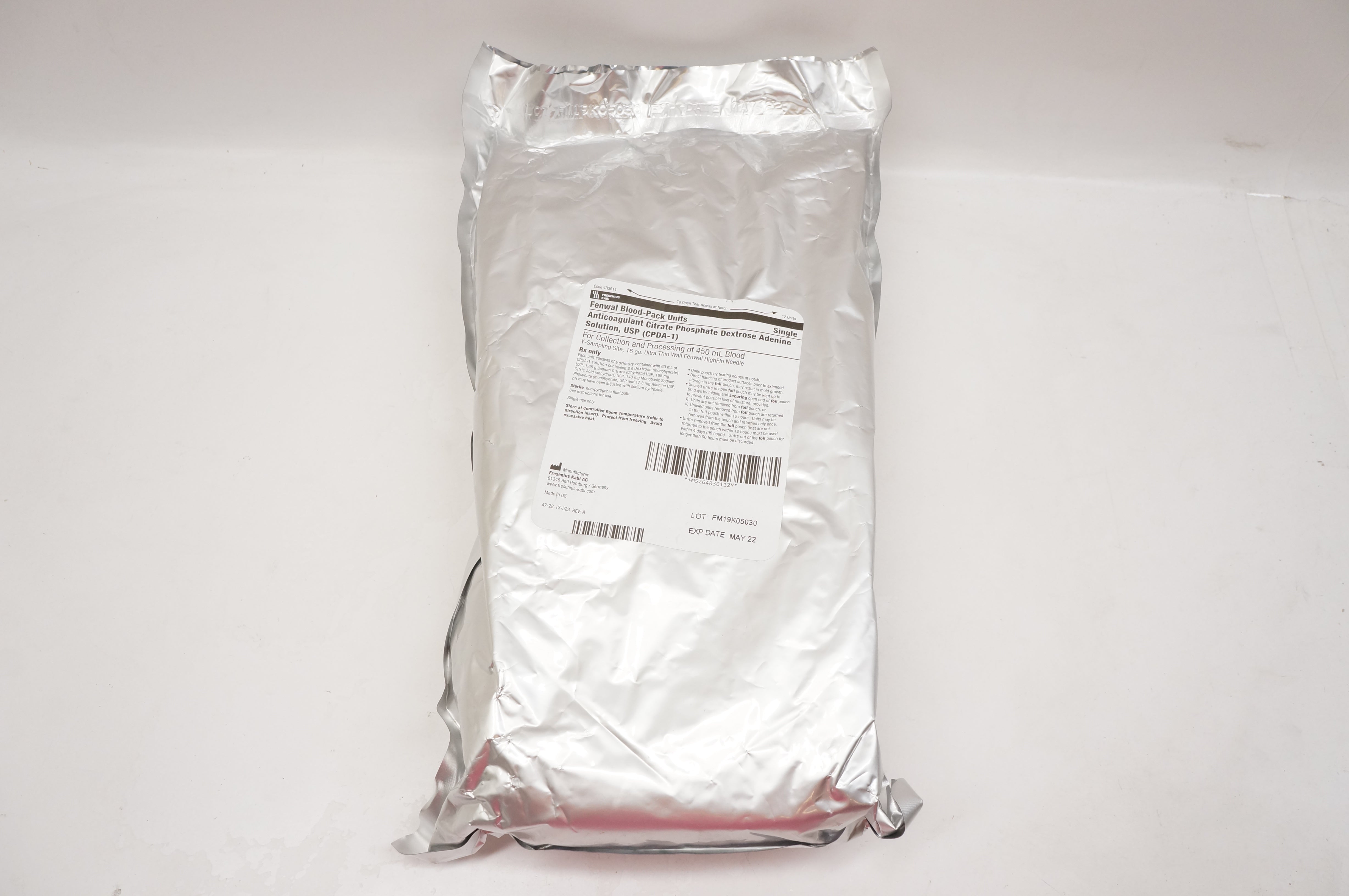 Fresenius Kabi 4R3611 Fenwal Blood-Pack Units Anticoagulant Citrate 450mL