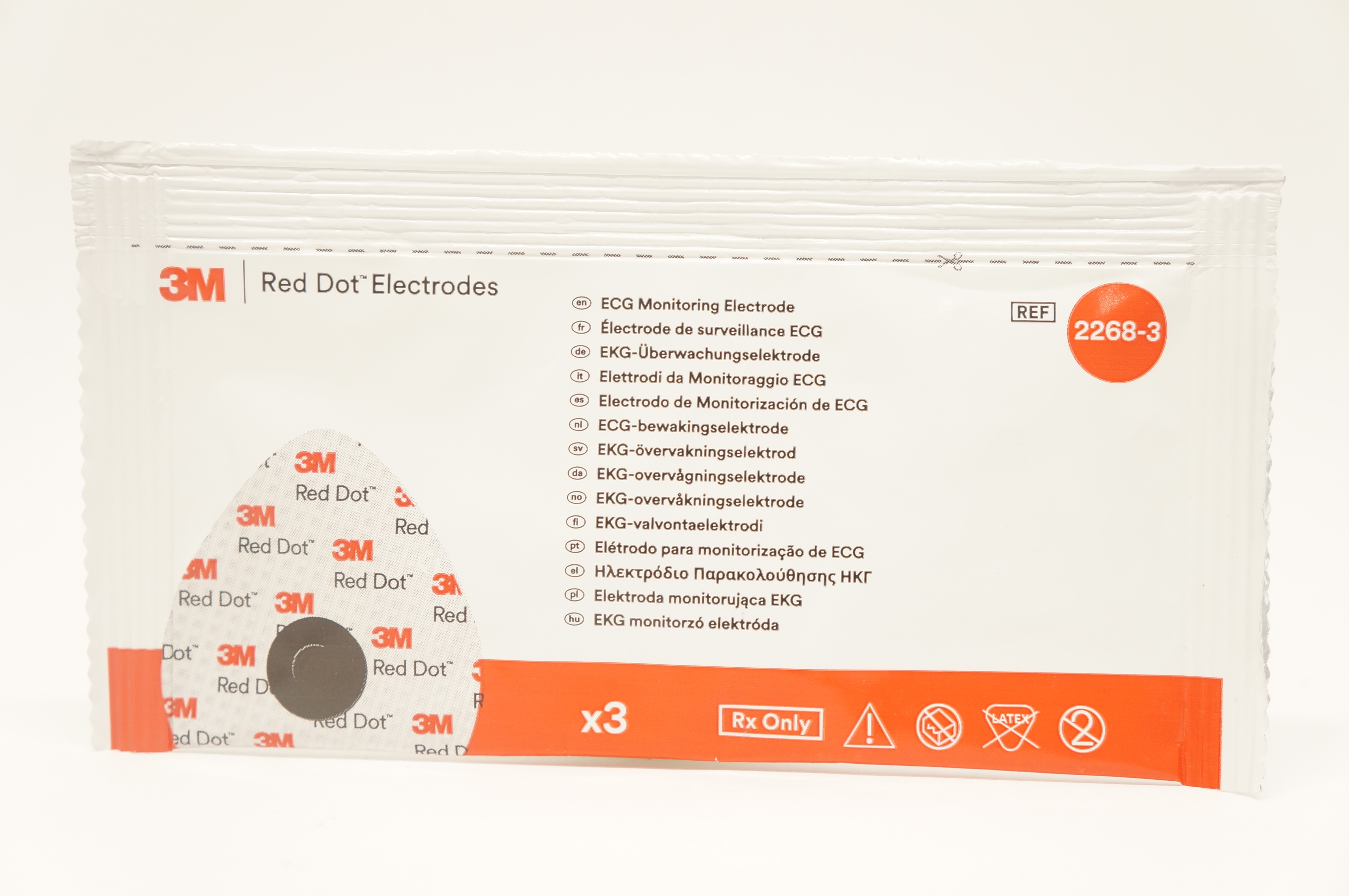 3M 2268-3 Red Dot ECG Monitoring Electrode (x) - Pack of 3