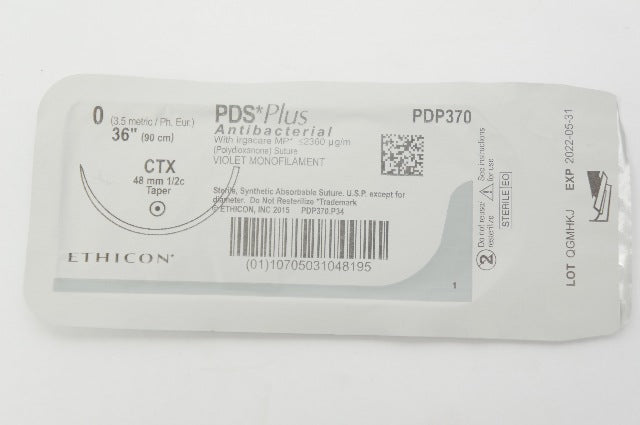 Ethicon PDP370  0 PDS Plus Violet Monofilament, CTX, 48mm 1/2c Taper, 36inch (x)