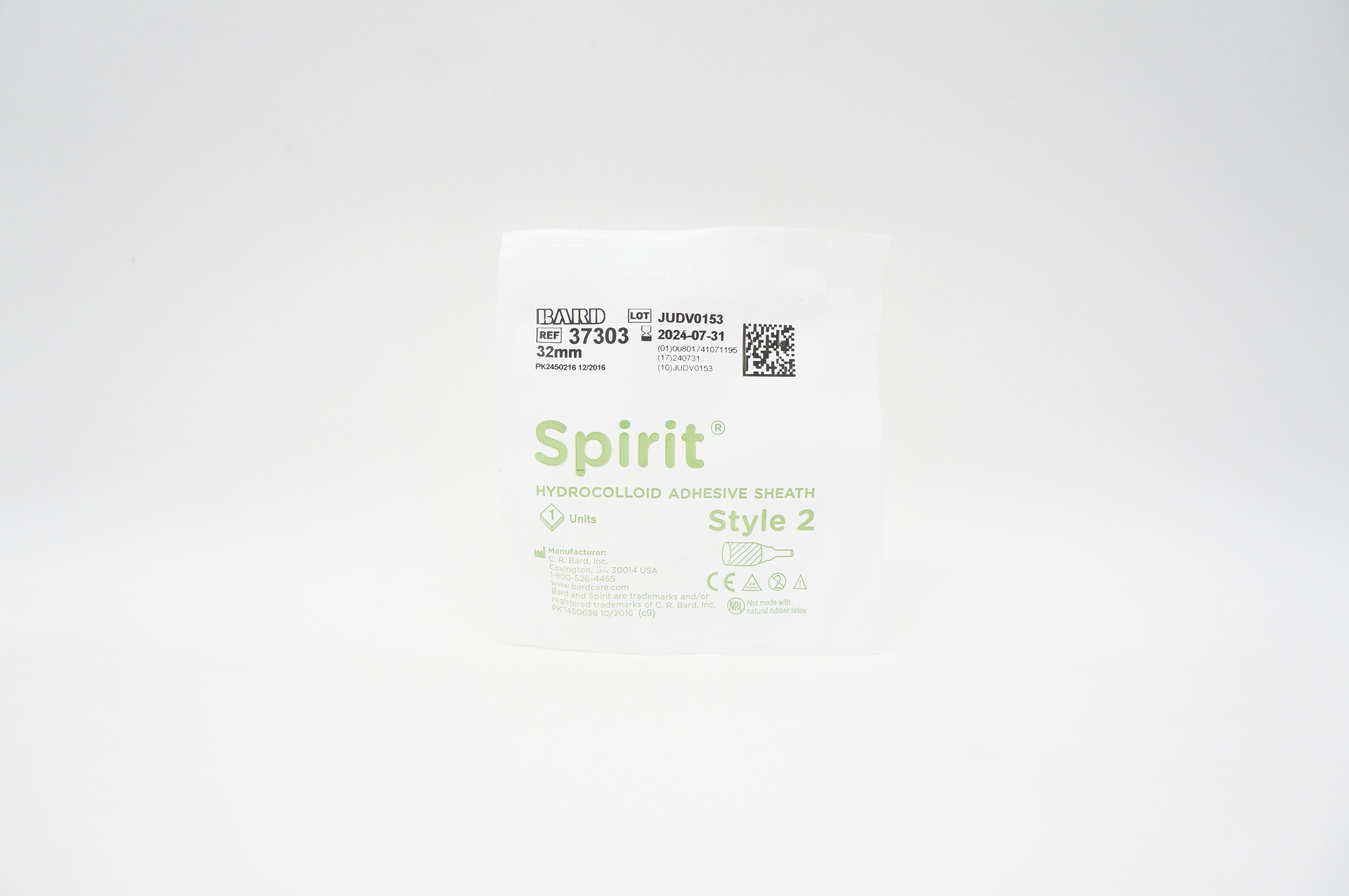 Bard 37303 Spirit Hydrocolloid Adhesive Sheath Style 2, 32mm